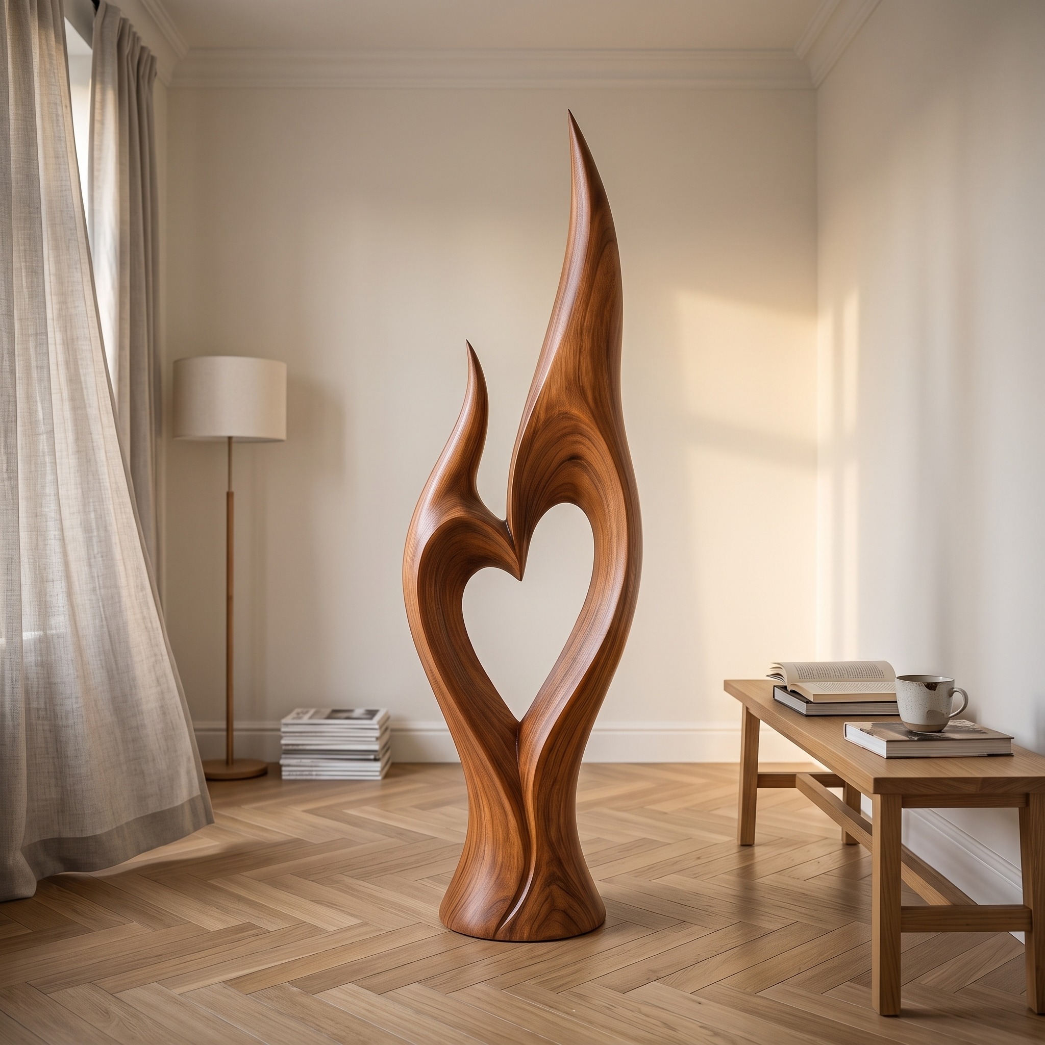 Organic Heart Floor Sculpture Modern Entryway Foyer
