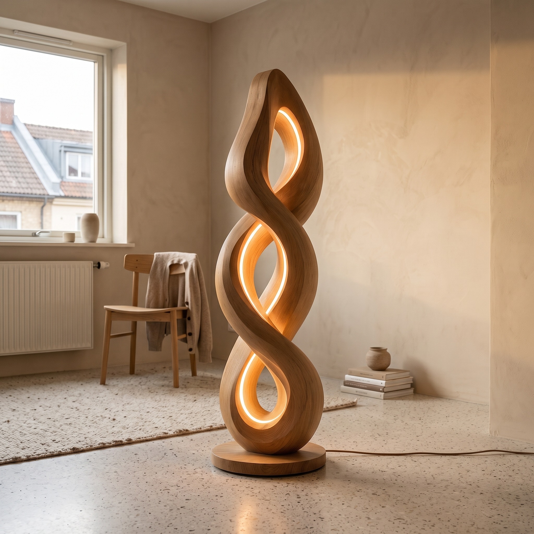 Organic Helix Lamp with Shelf for Interior