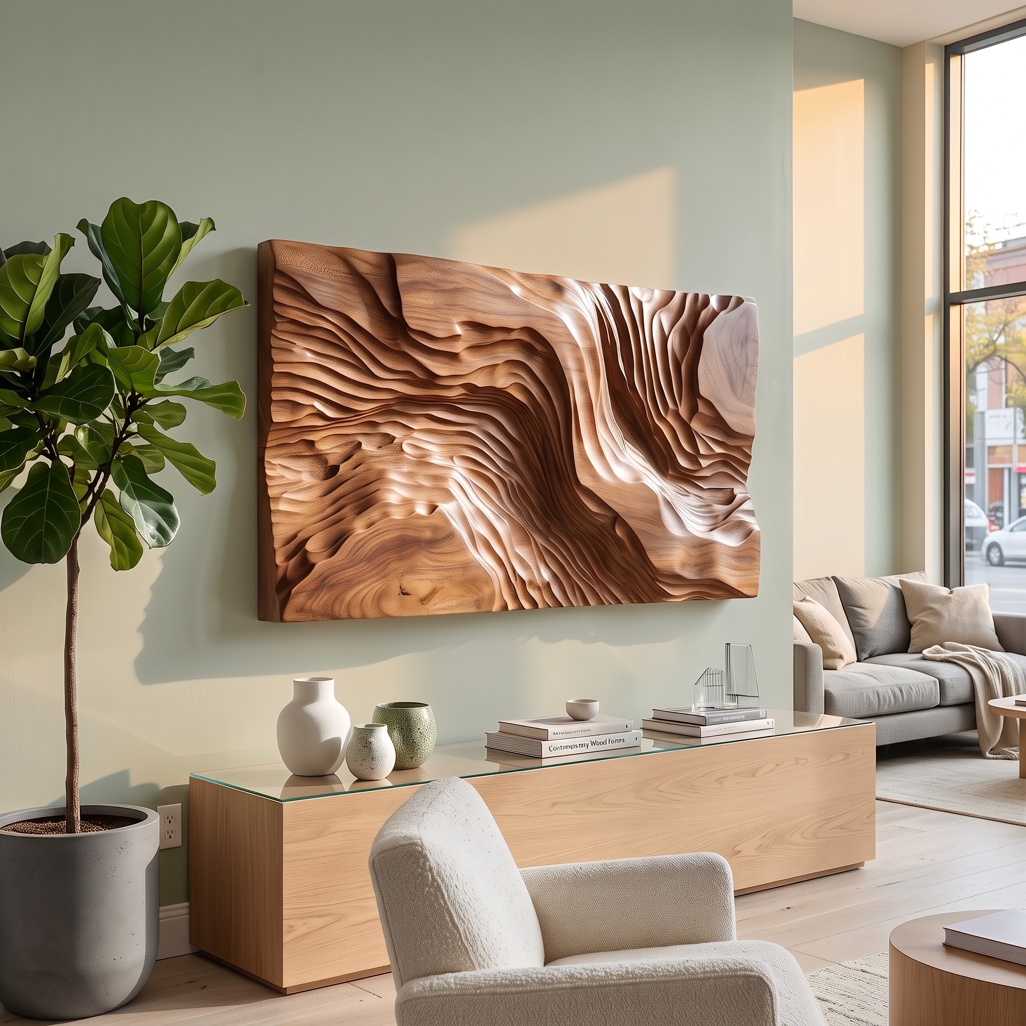 Organic Large Wood Wall Art for Modern Entryway