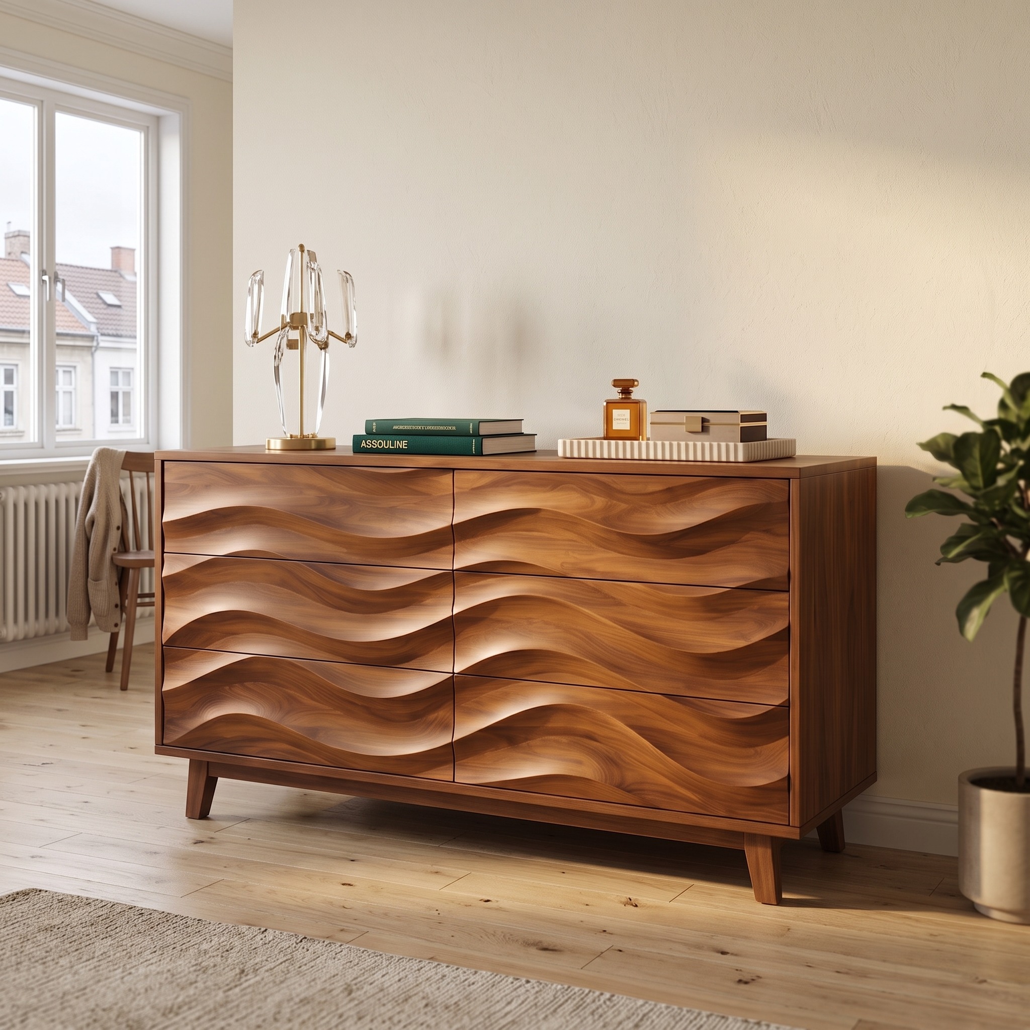 Organic Layered Bedroom Dresser for Cozy Interior