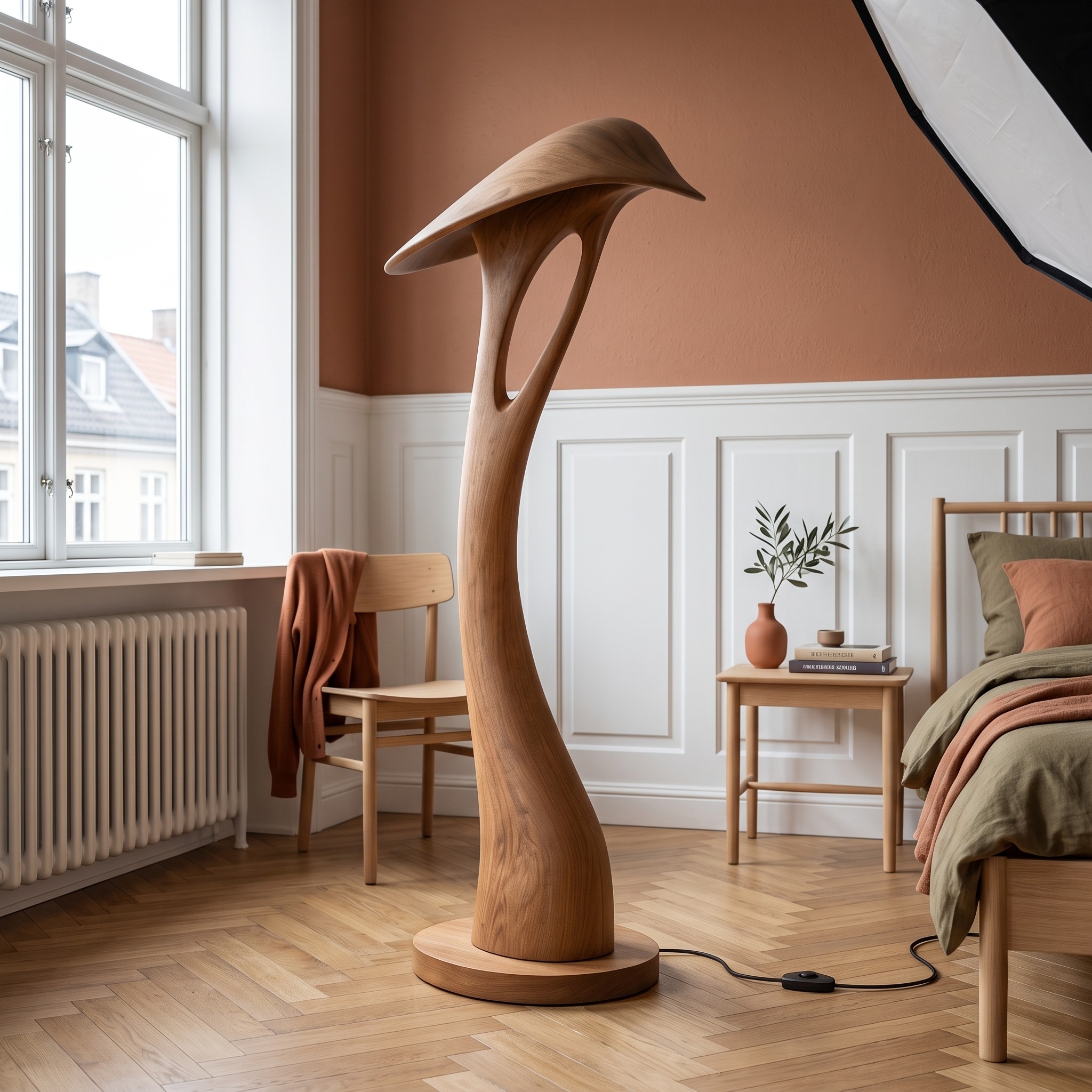 Organic Leaf Curve Floor Lamp for Reading Nook