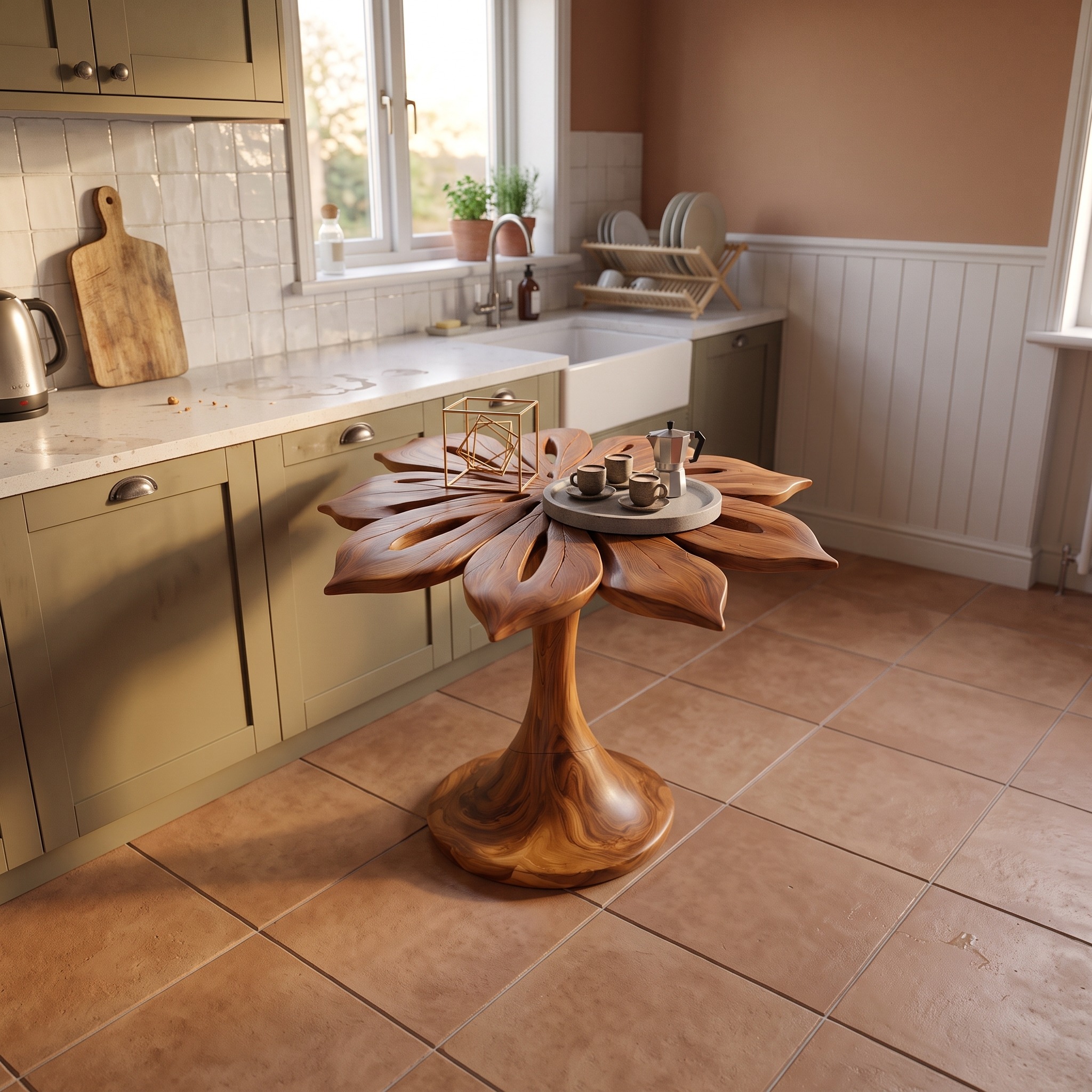 Organic Leaf Top Accent Table Luxury Living Room
