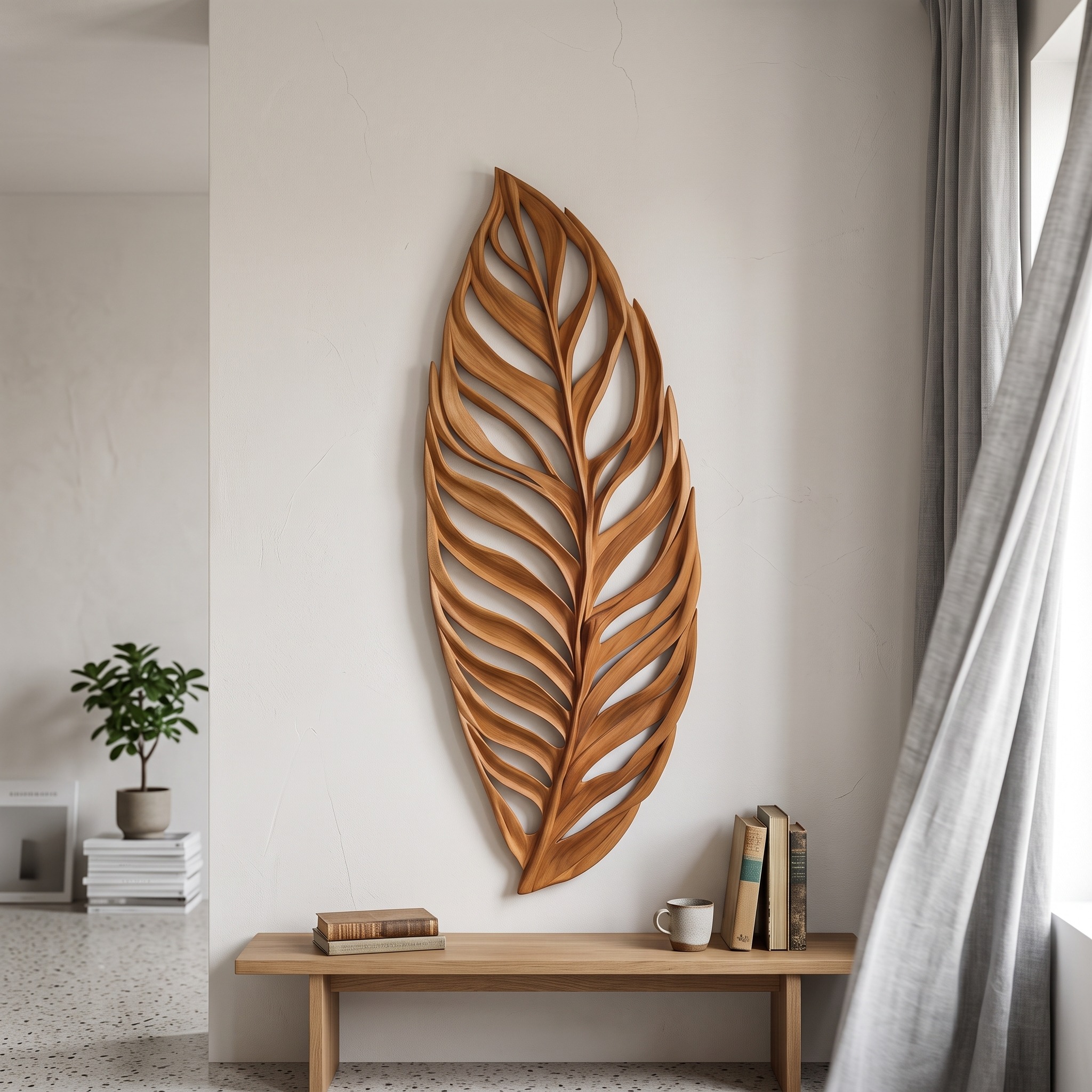 Organic Leaf Wall Sculpture for Living Room