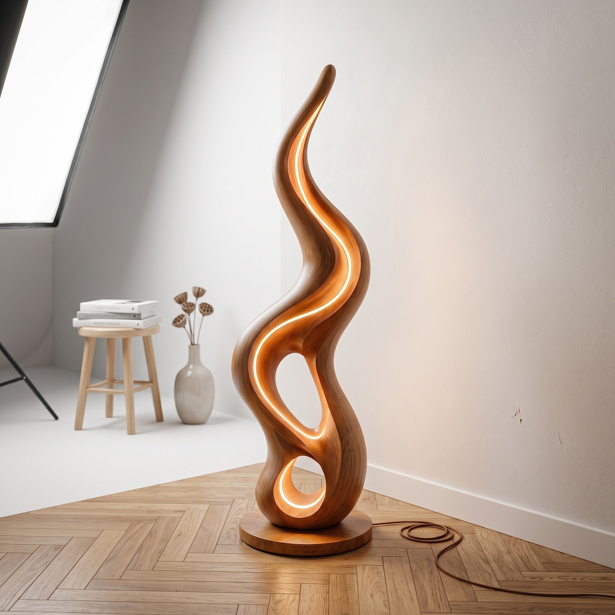 Organic Liquid Lamp with Shelf for Bedroom