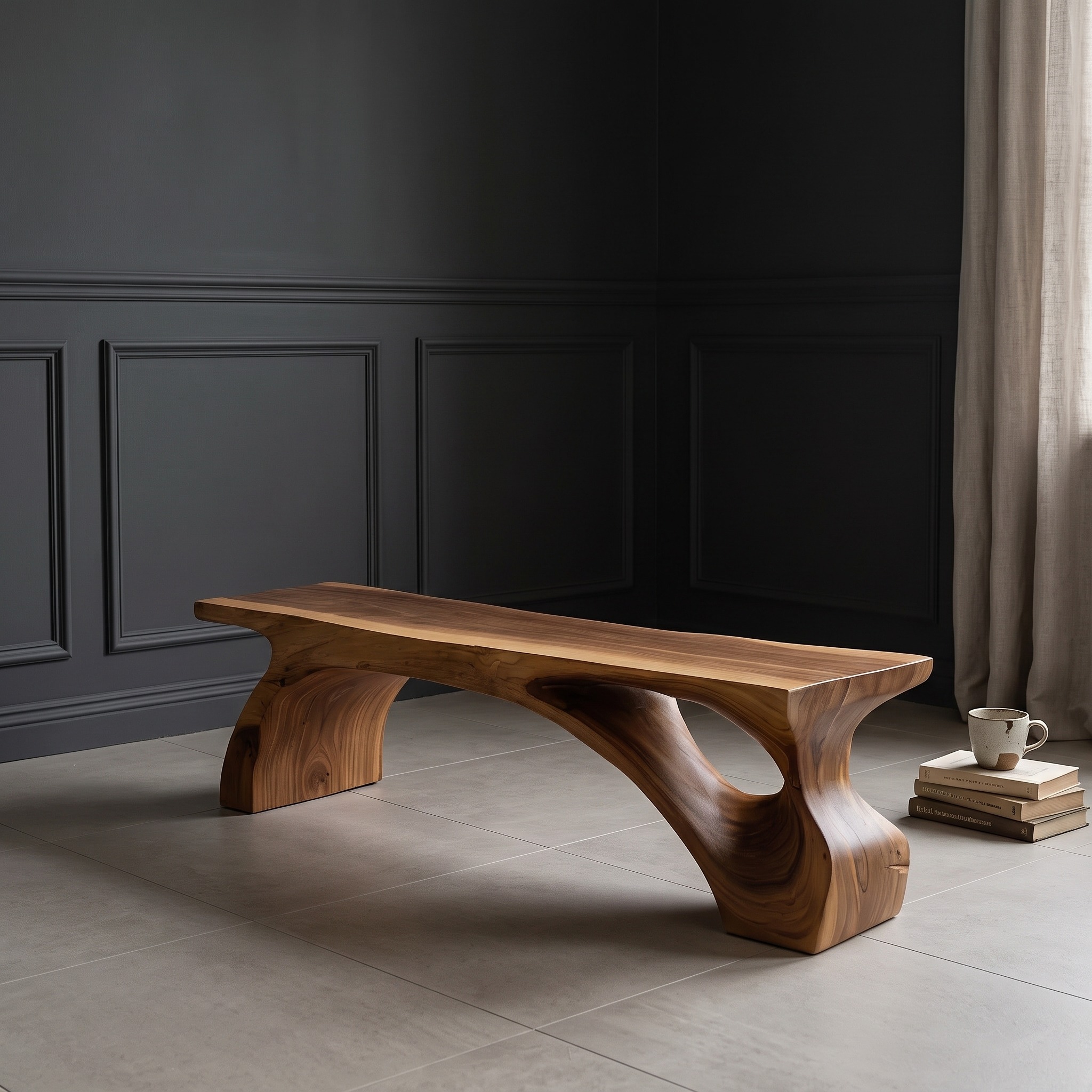 Organic Live Edge Bench for Modern Entryway or Living Room