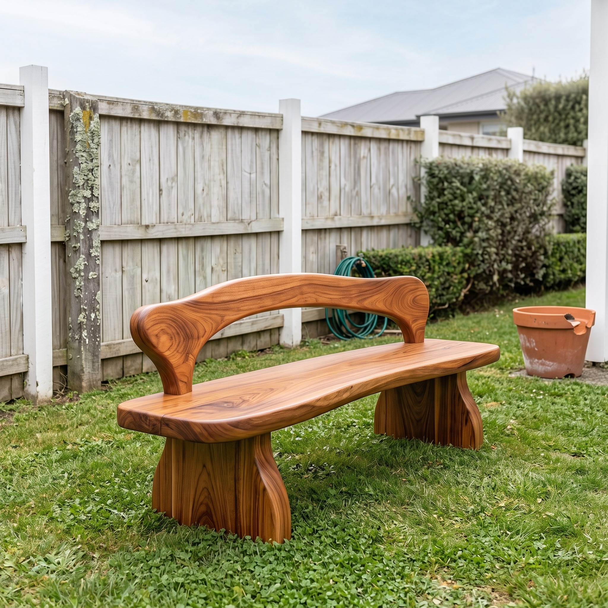 Organic Live Edge Bench Wooden Outdoor Seating for Patio