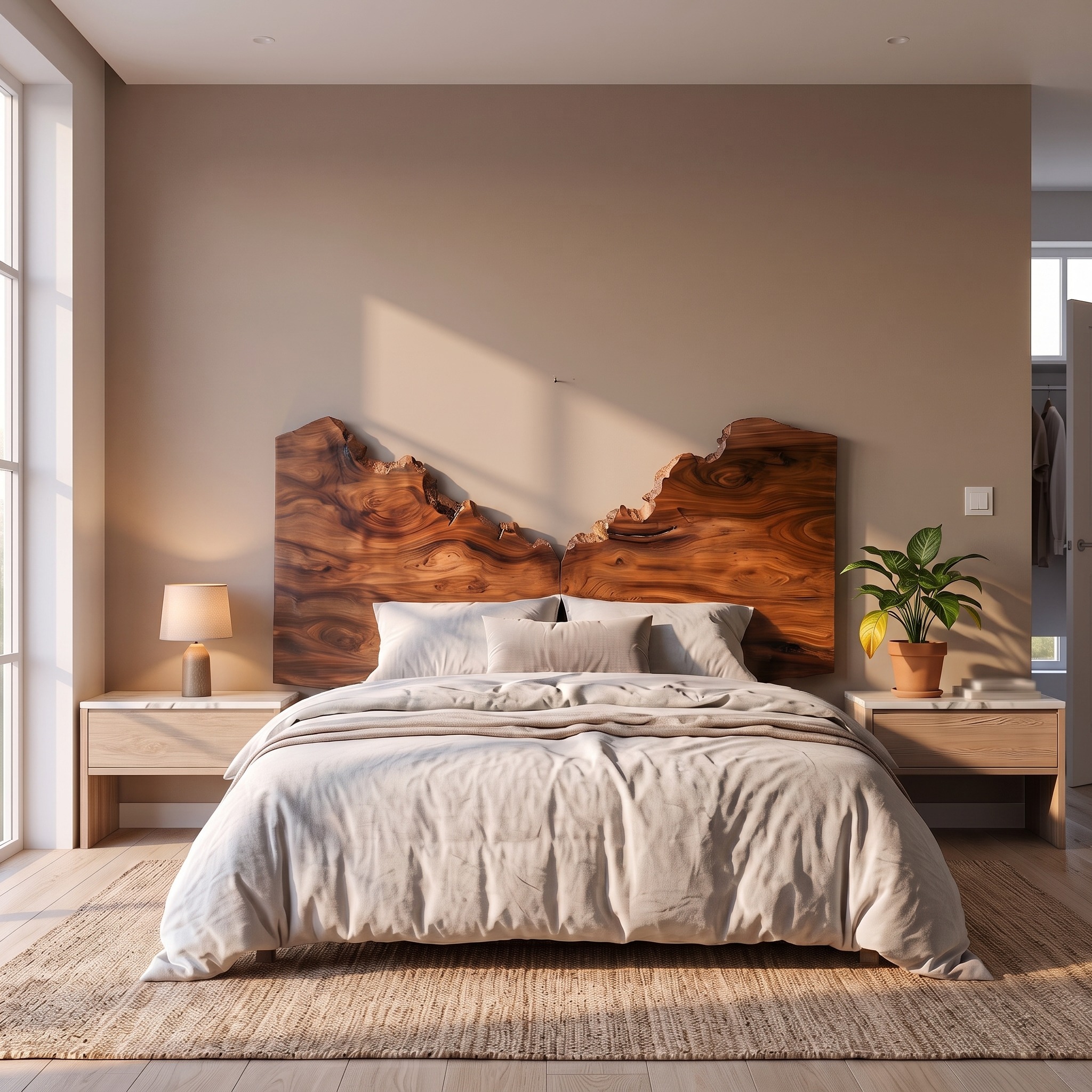 Organic Live Edge Headboard Wooden Bed Headboard for Bedroom