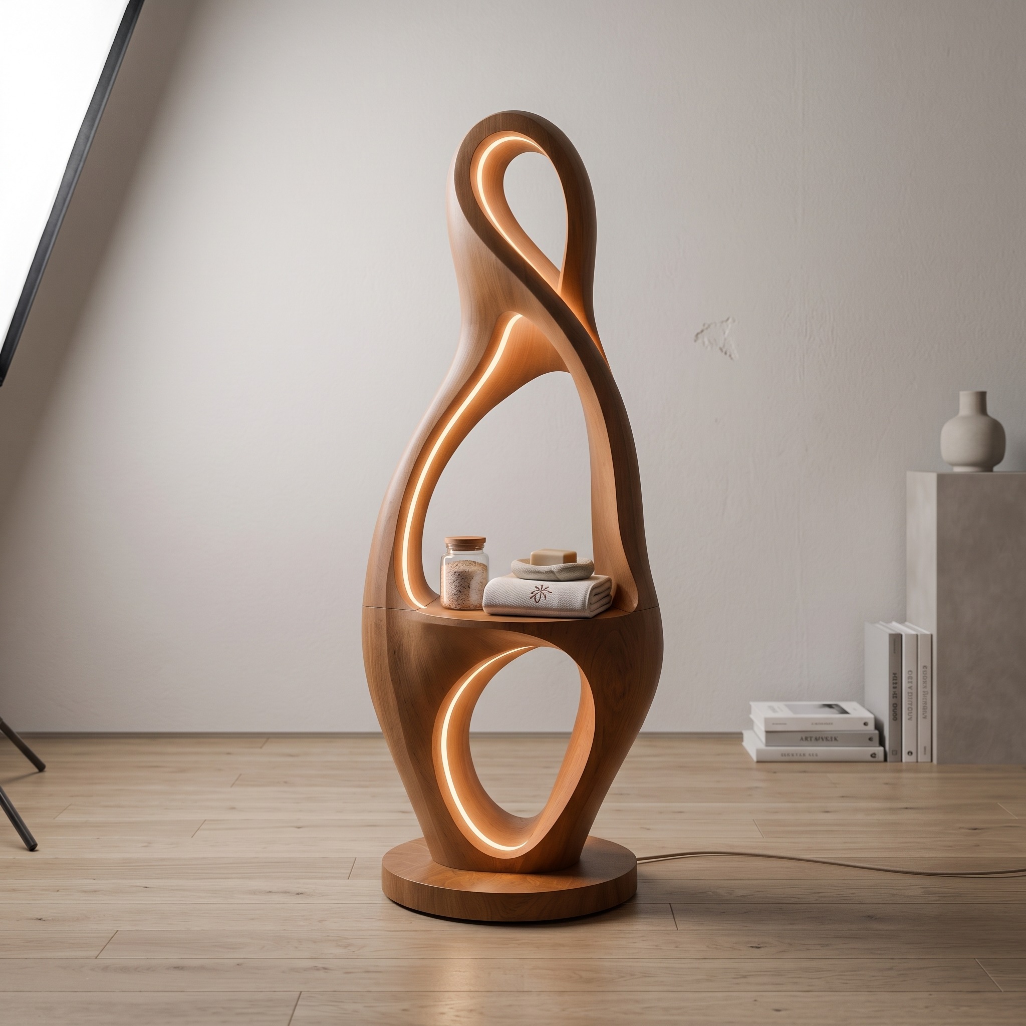 Organic Loop Lamp with Shelf for Living Room