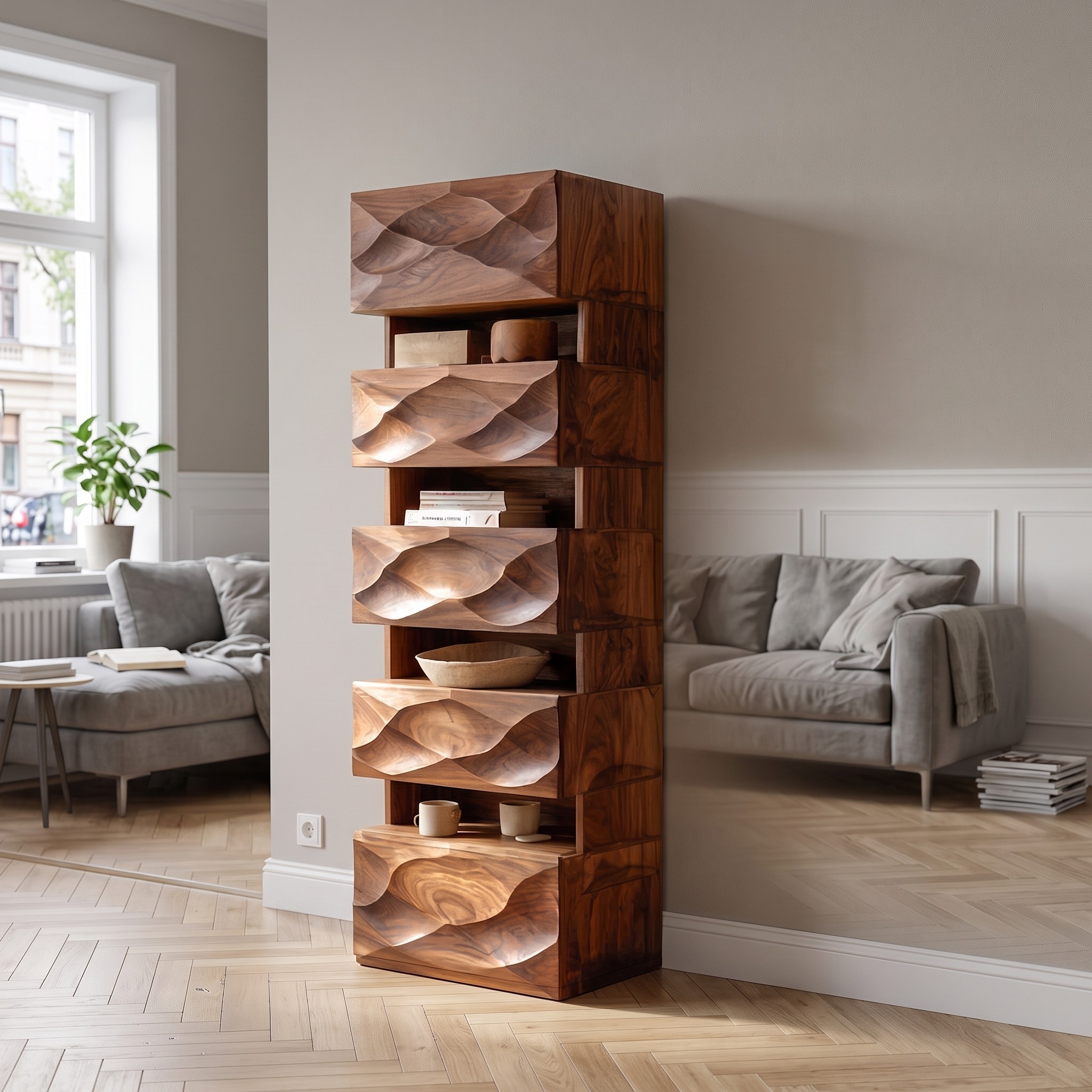 Organic Modern Accent Storage Cabinet for Living Room and Entryway