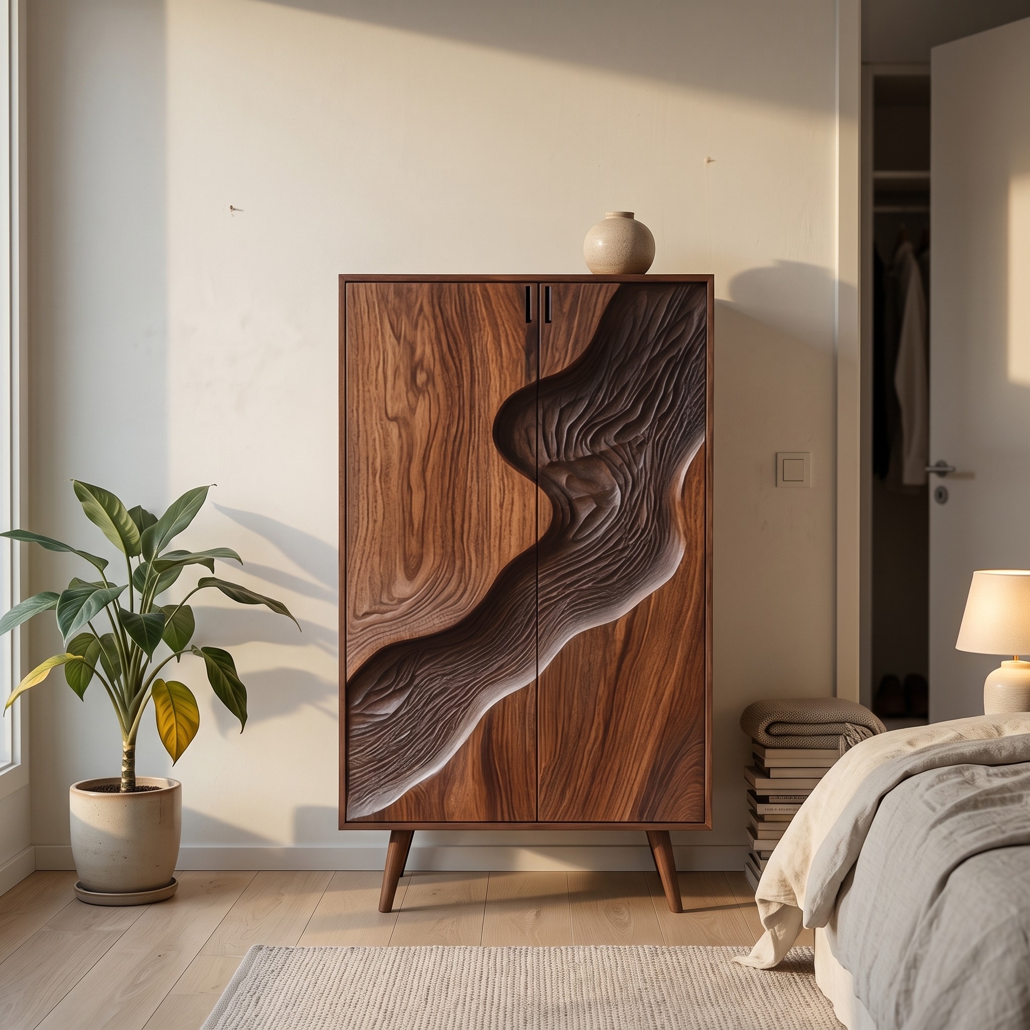 Organic Modern Accent Storage Cabinet for Living Room and Hallway