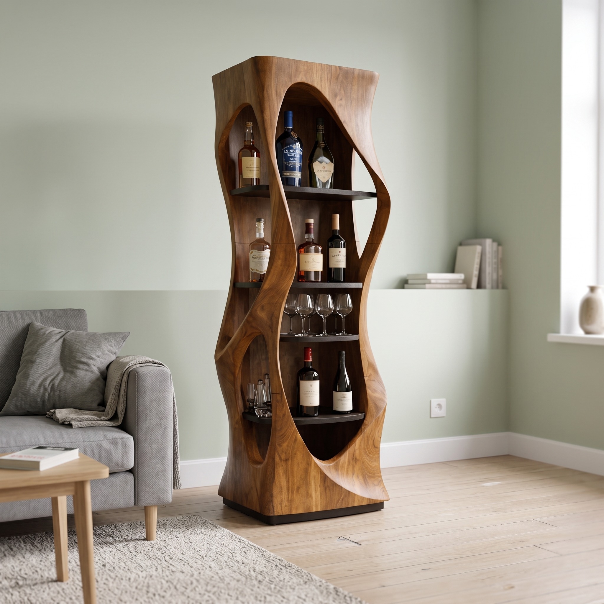 Organic Modern Bar Display Cabinet for Living Room and Lounge