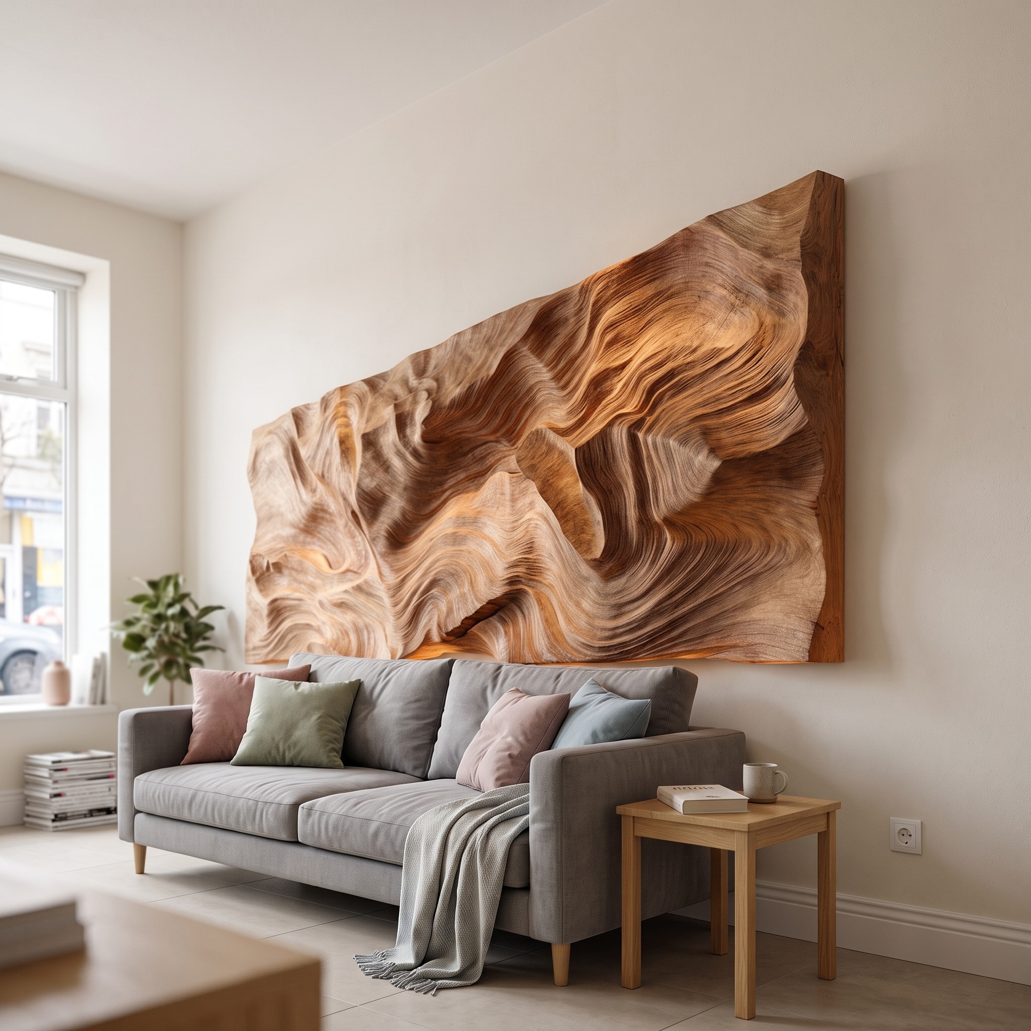 Organic Modern Carved Wooden Headboard Bedroom Decor