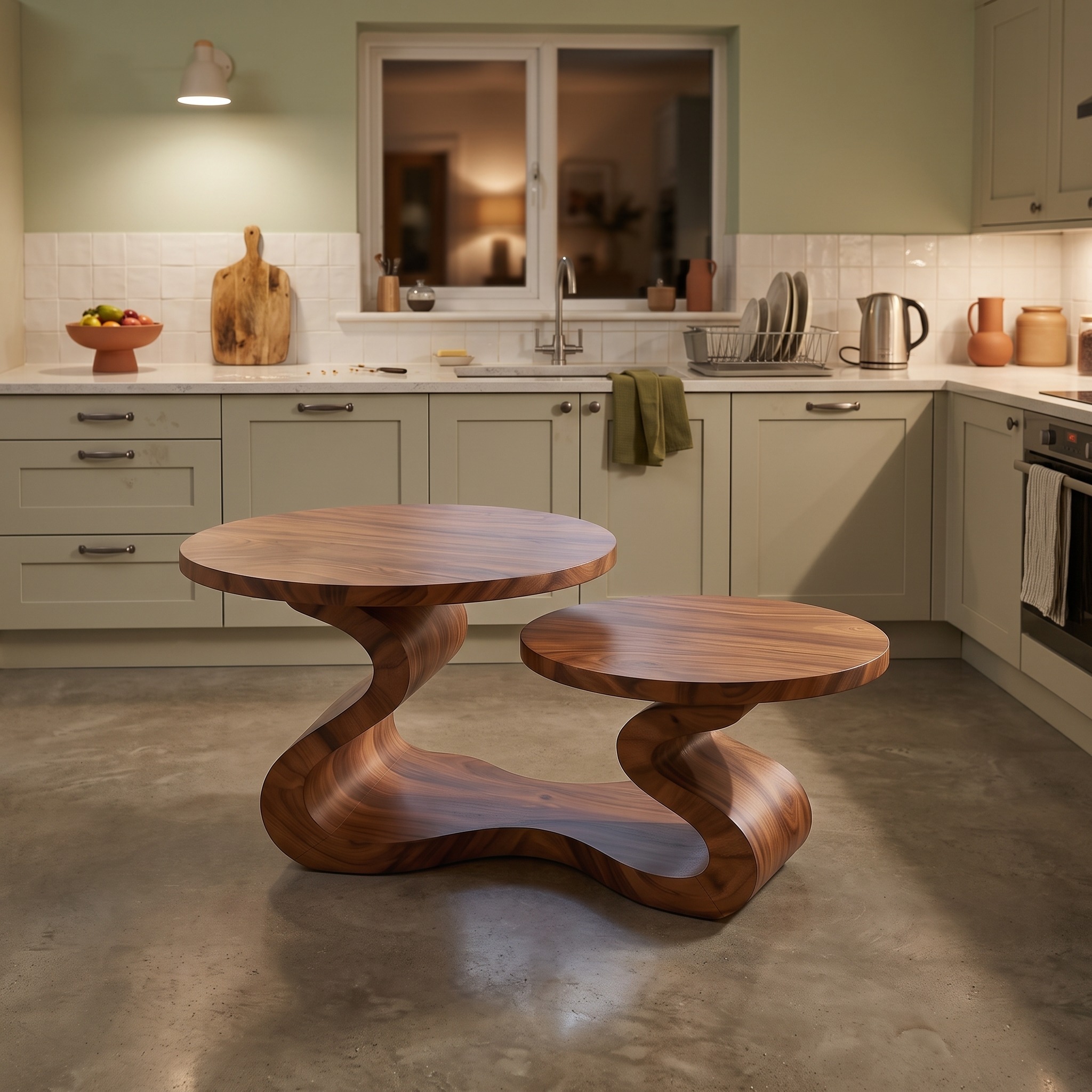 Organic Modern Christmas Round Coffee Table Coastal Residence