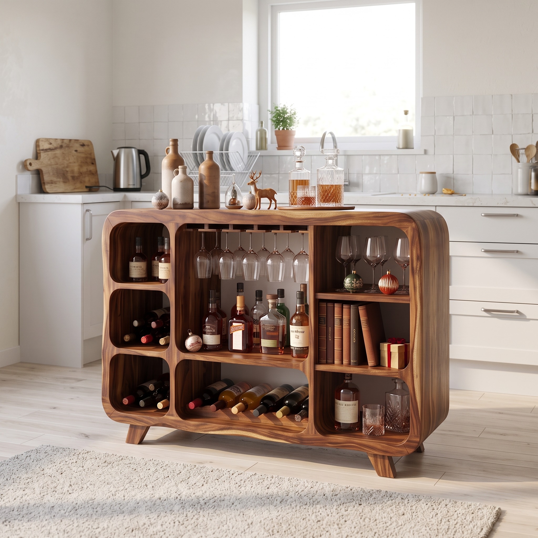 Organic Modern Christmas Wine Cabinet Poolside Living Room