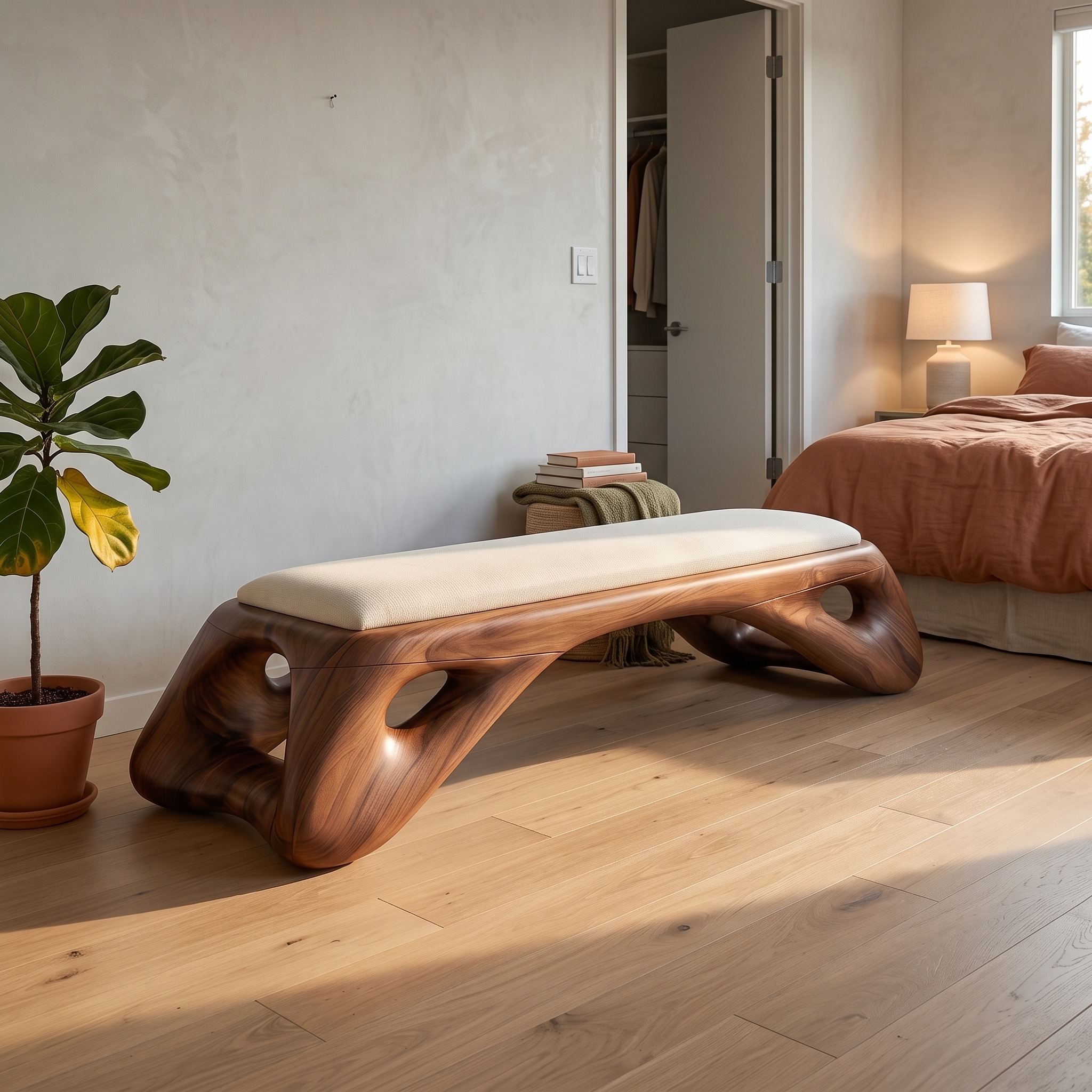 Organic Modern Entryway Bench Luxury Residence