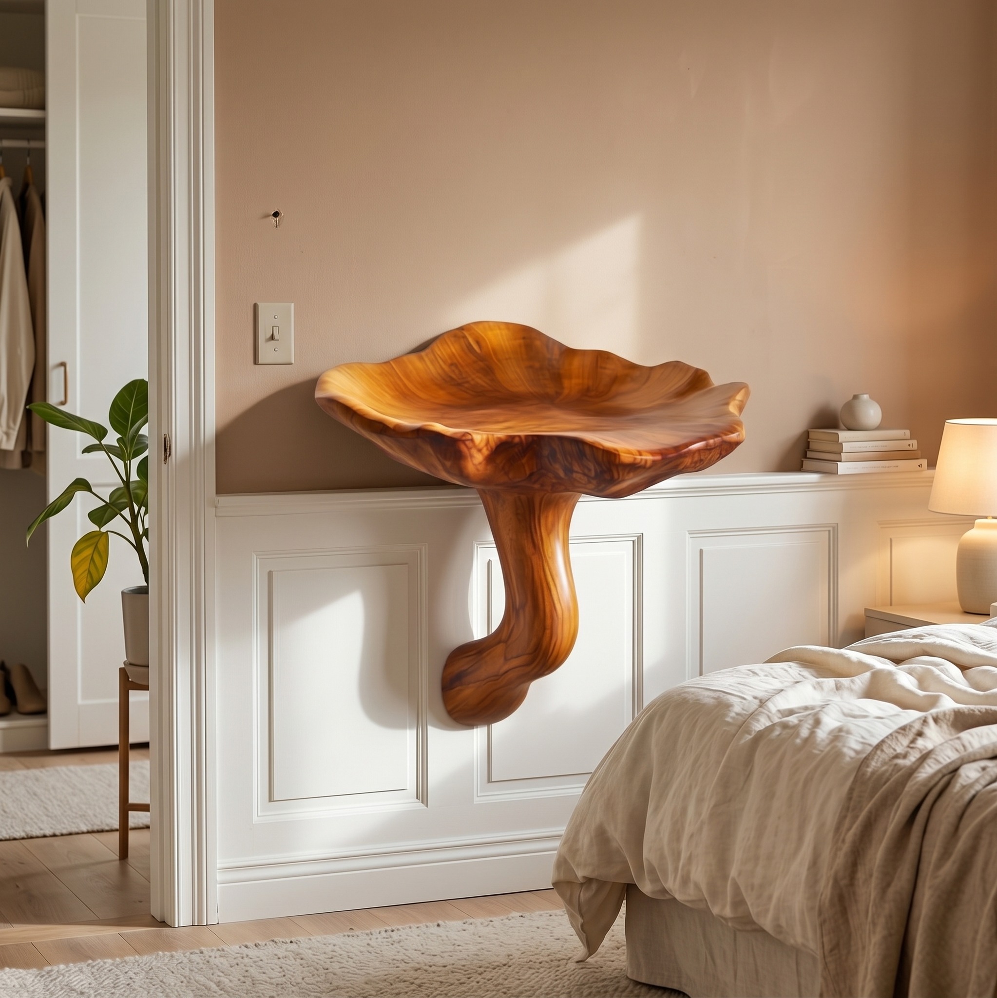 Organic Modern Floating Wall Shelf for Bedroom
