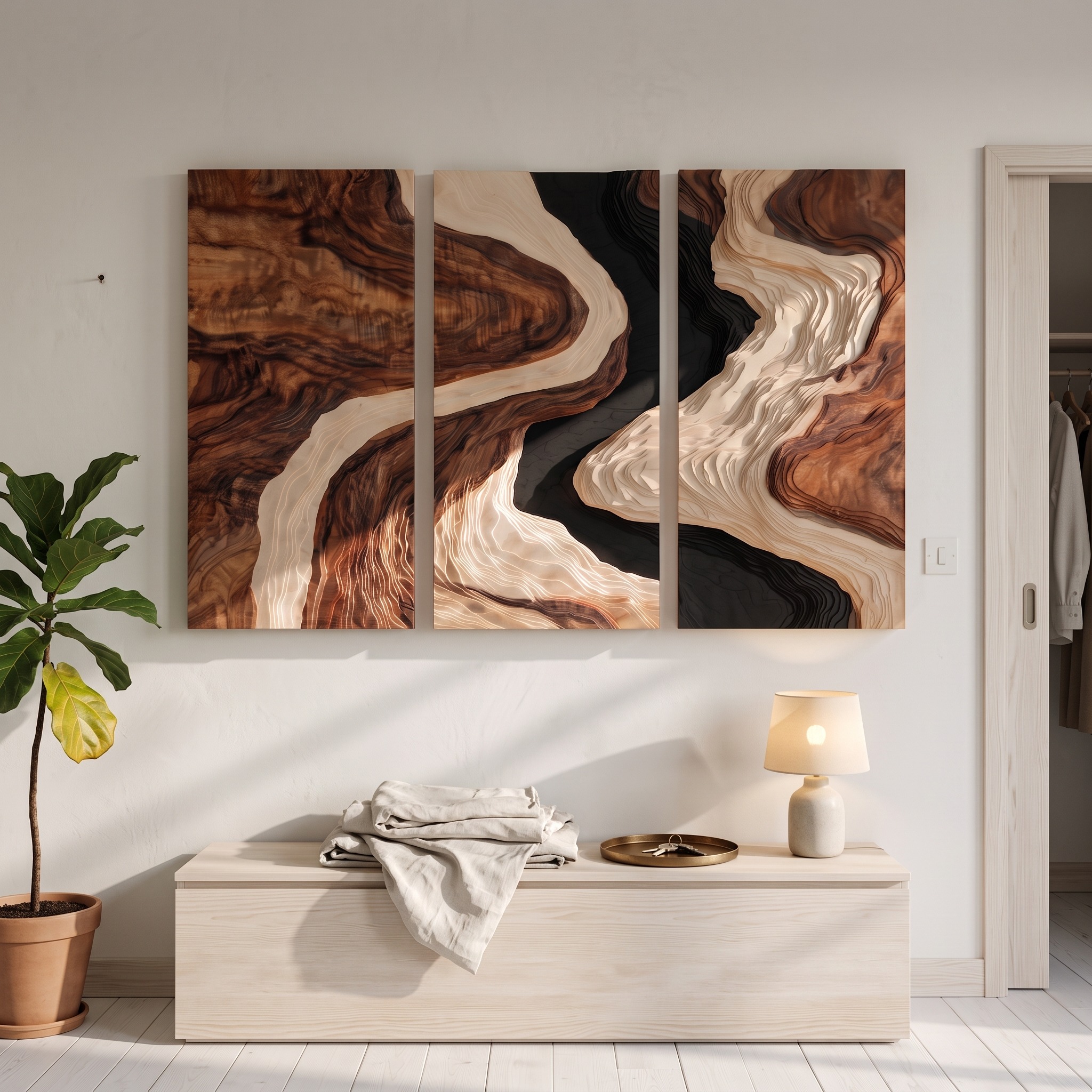 Organic Modern Layered River 3D Wall Art Wellness Room