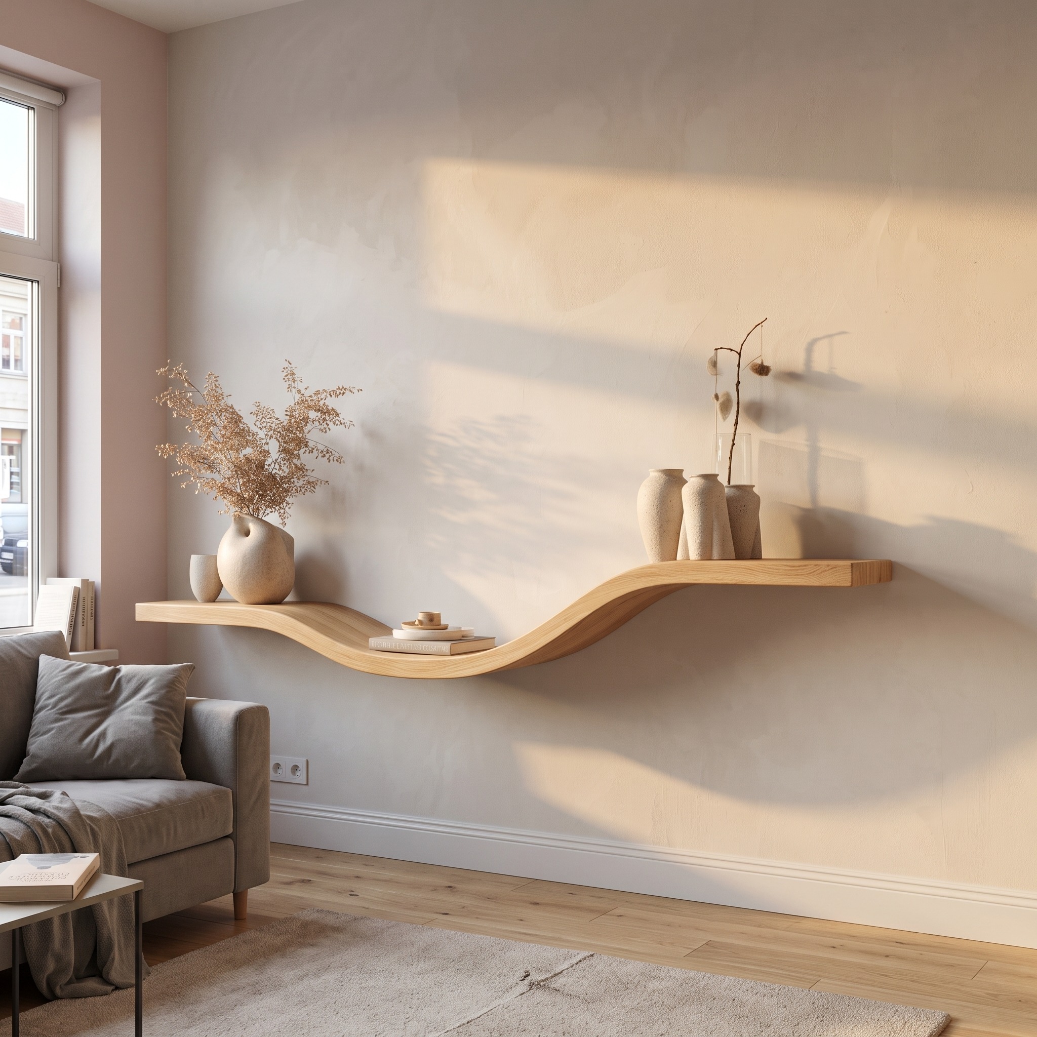 Organic Modern Sculpted Wall Shelf Living Room or Entryway