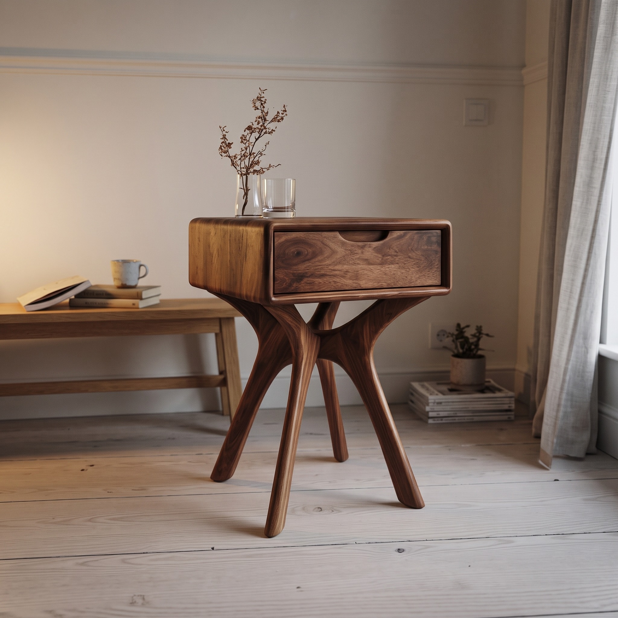 Organic Modern Sculptural Side Table Bedroom or Living Room