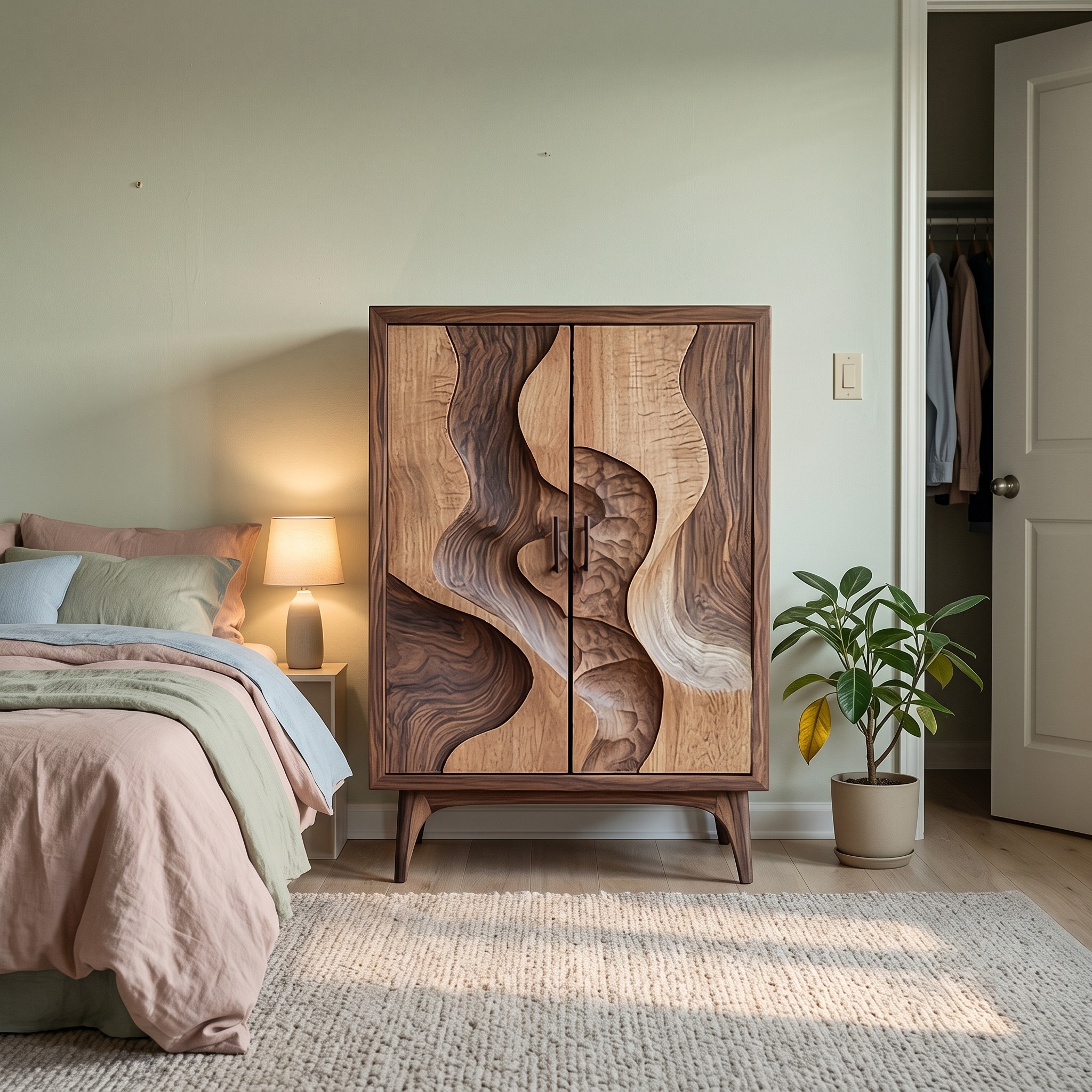 Organic Modern Sculptural Storage Cabinet for Living Room