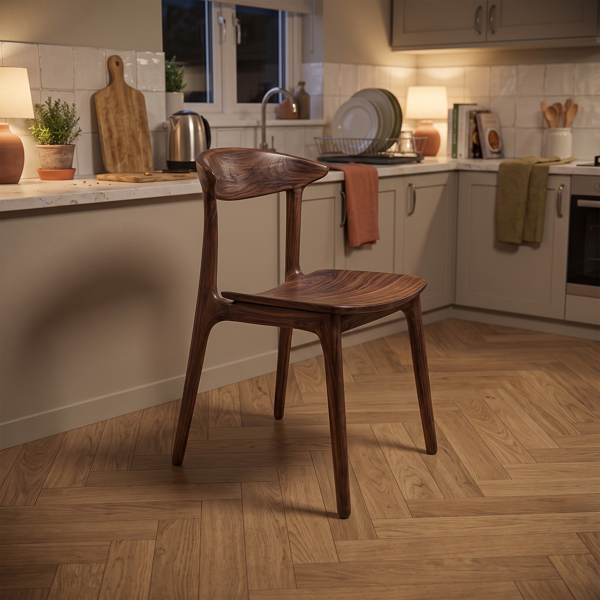 Organic Modern Sculptural Wooden Chair Dining Room or Kitchen