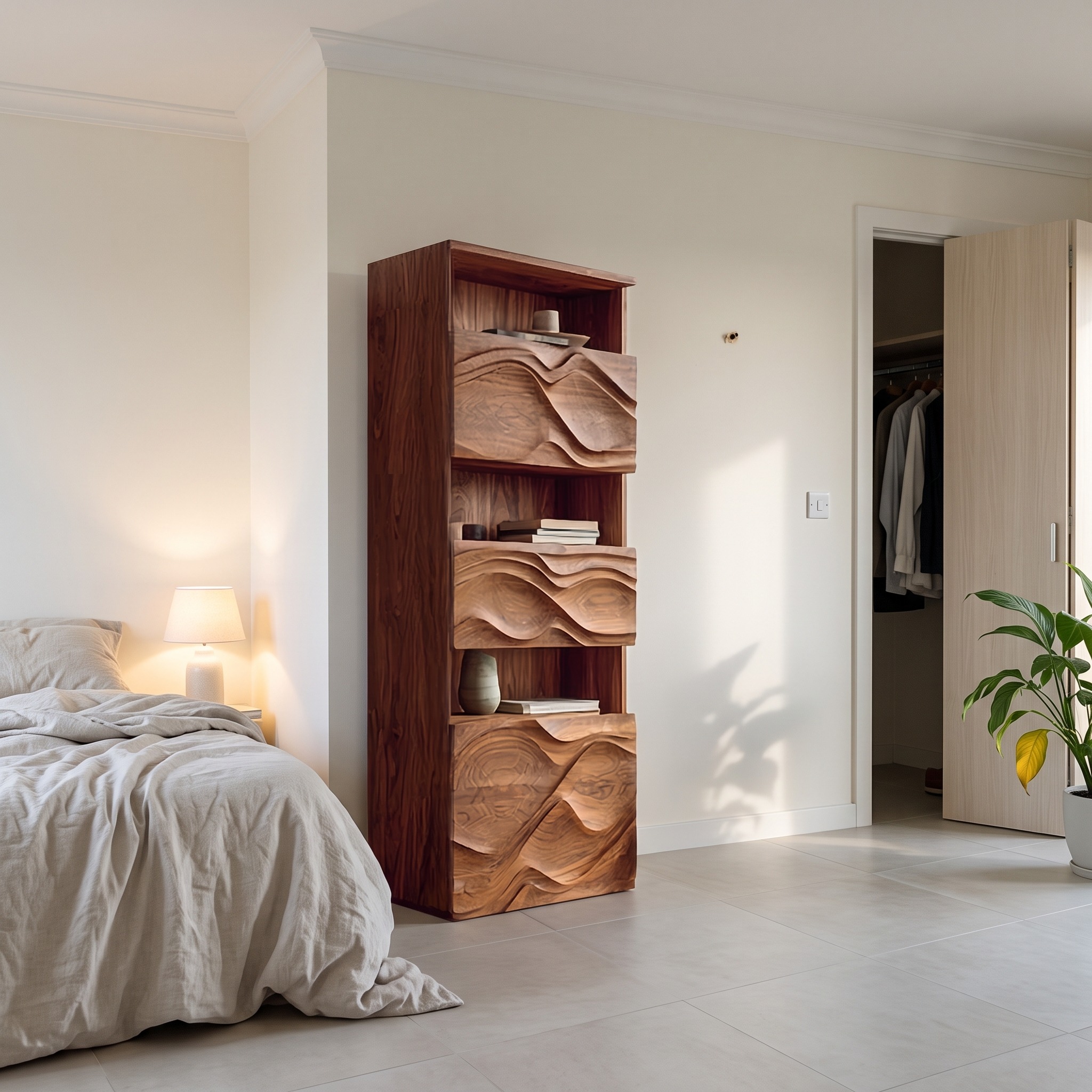 Organic Modern Tall Storage Cabinet for Living Room and Bedroom