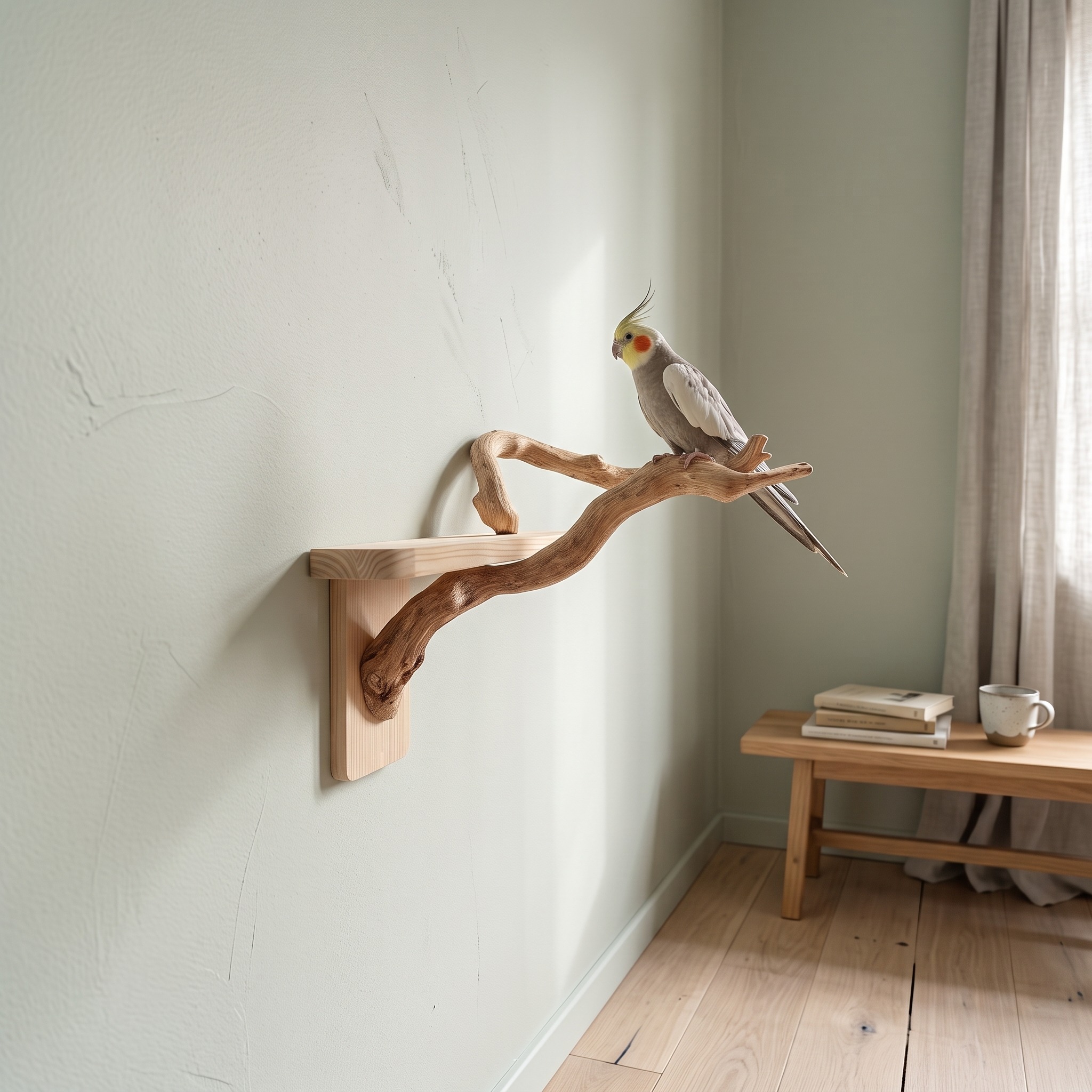 Organic Modern Wall Mounted Bird Perch for Home