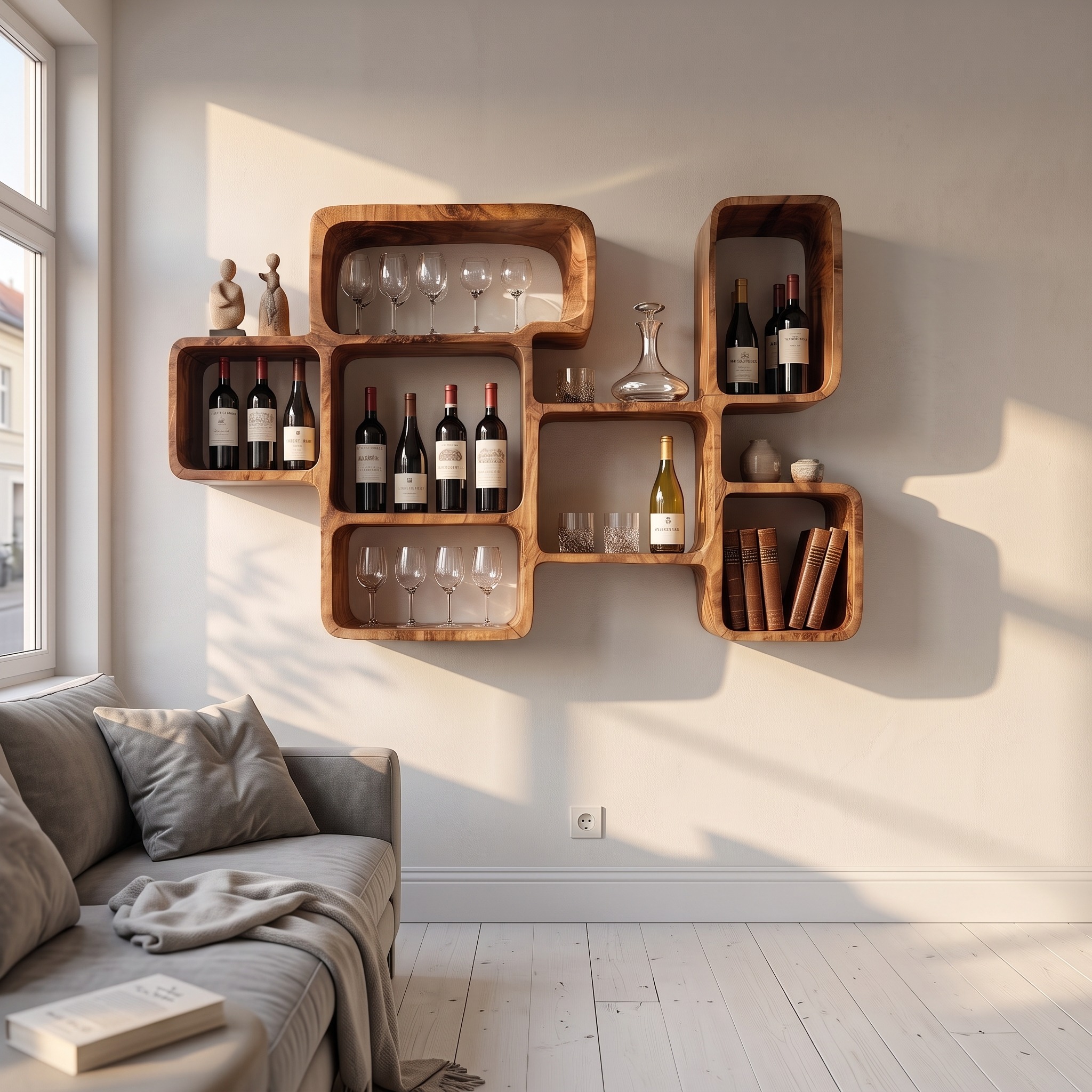 Organic Modern Wall Wine Rack for Dining Room