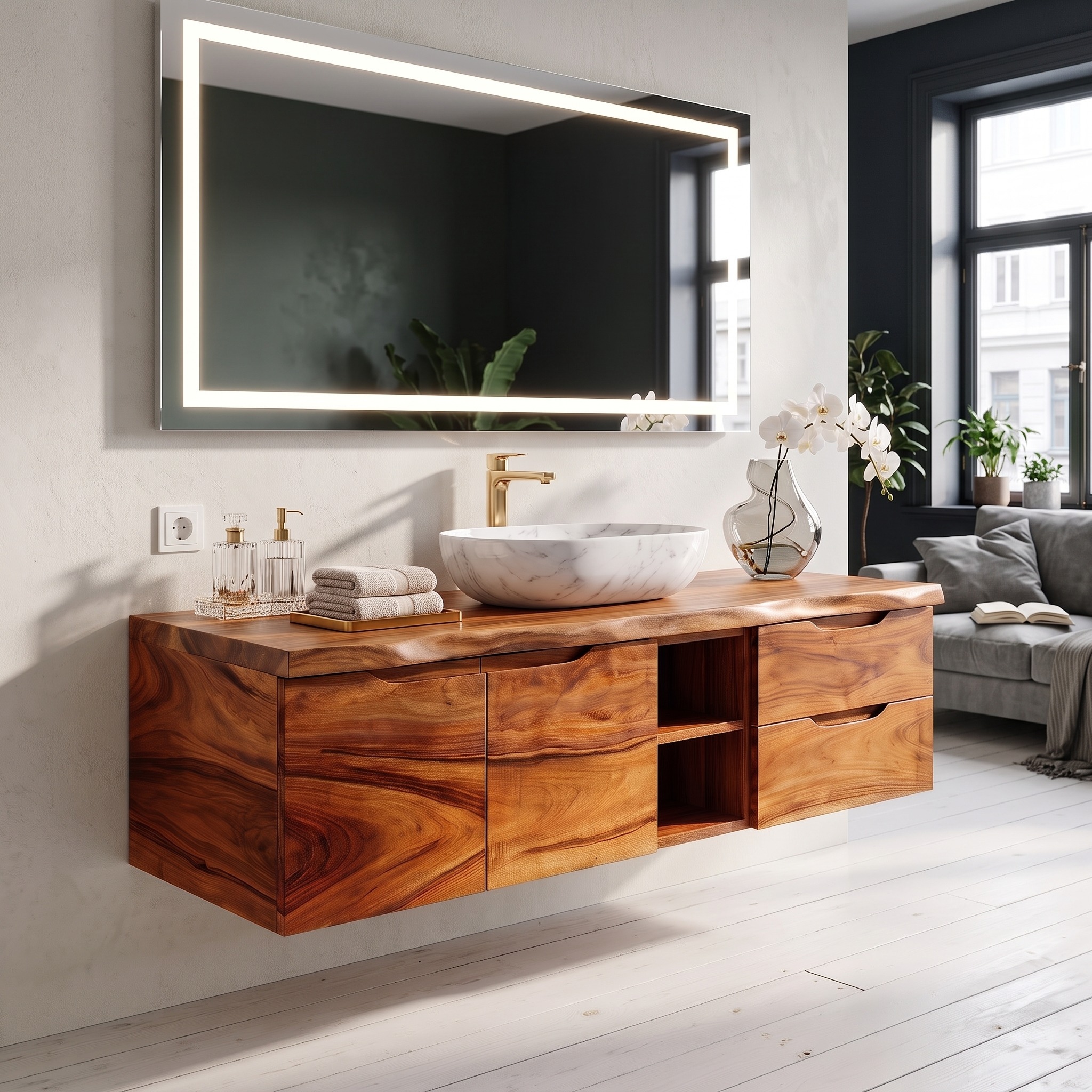 Organic Modern Washstand Contemporary Bathroom Interior