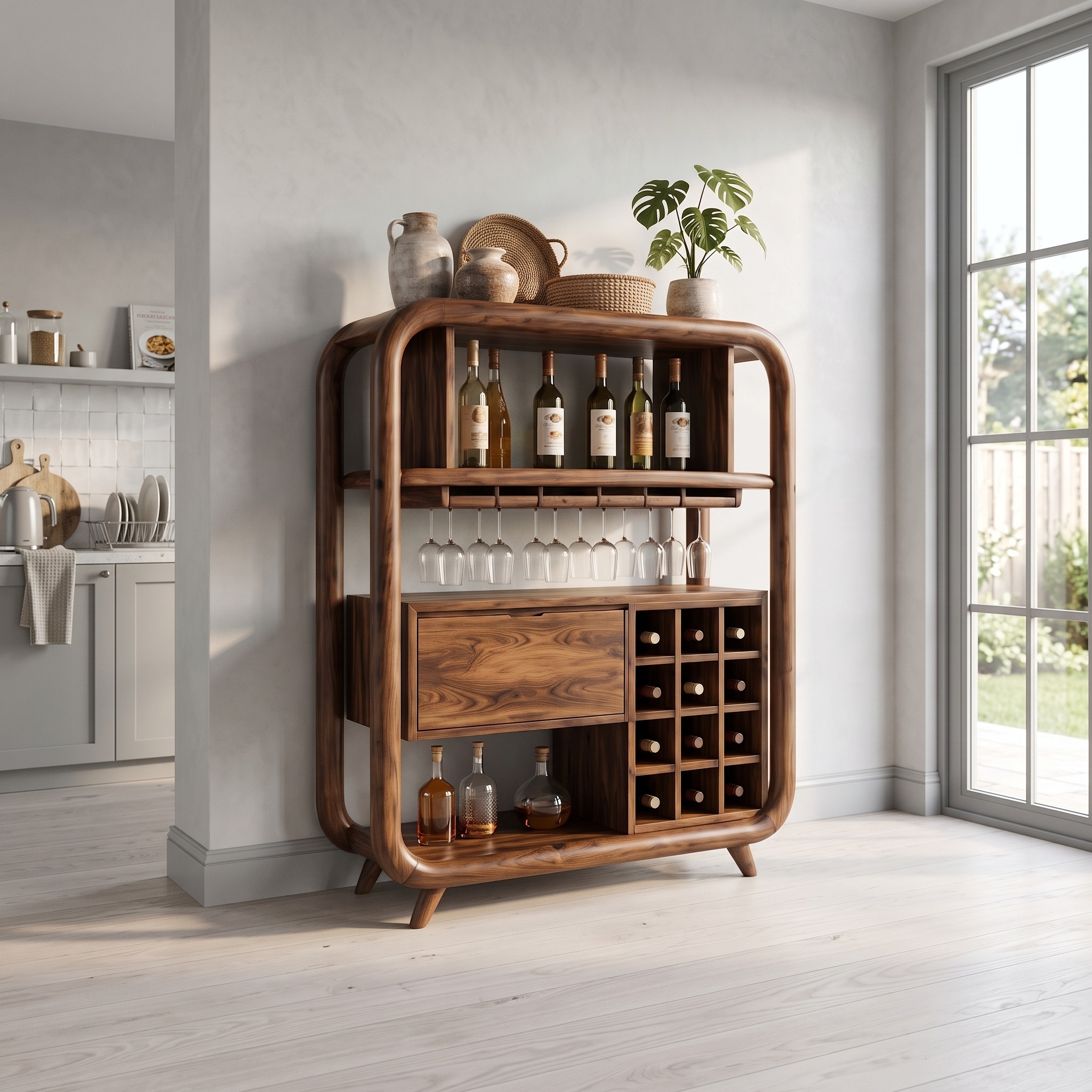 Organic Modern Wine Storage Cabinet Dining Room