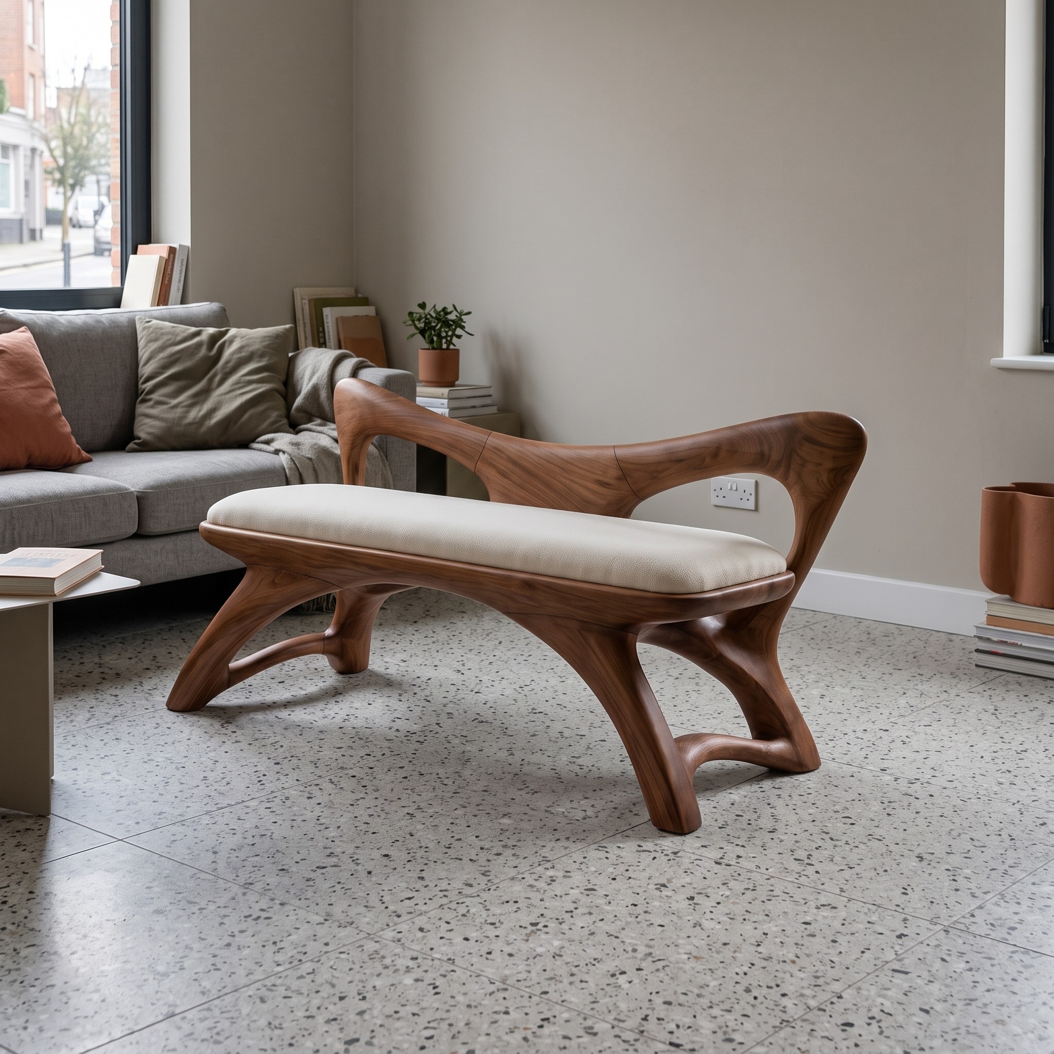 Organic Modern Wooden Bench Luxury Entryway