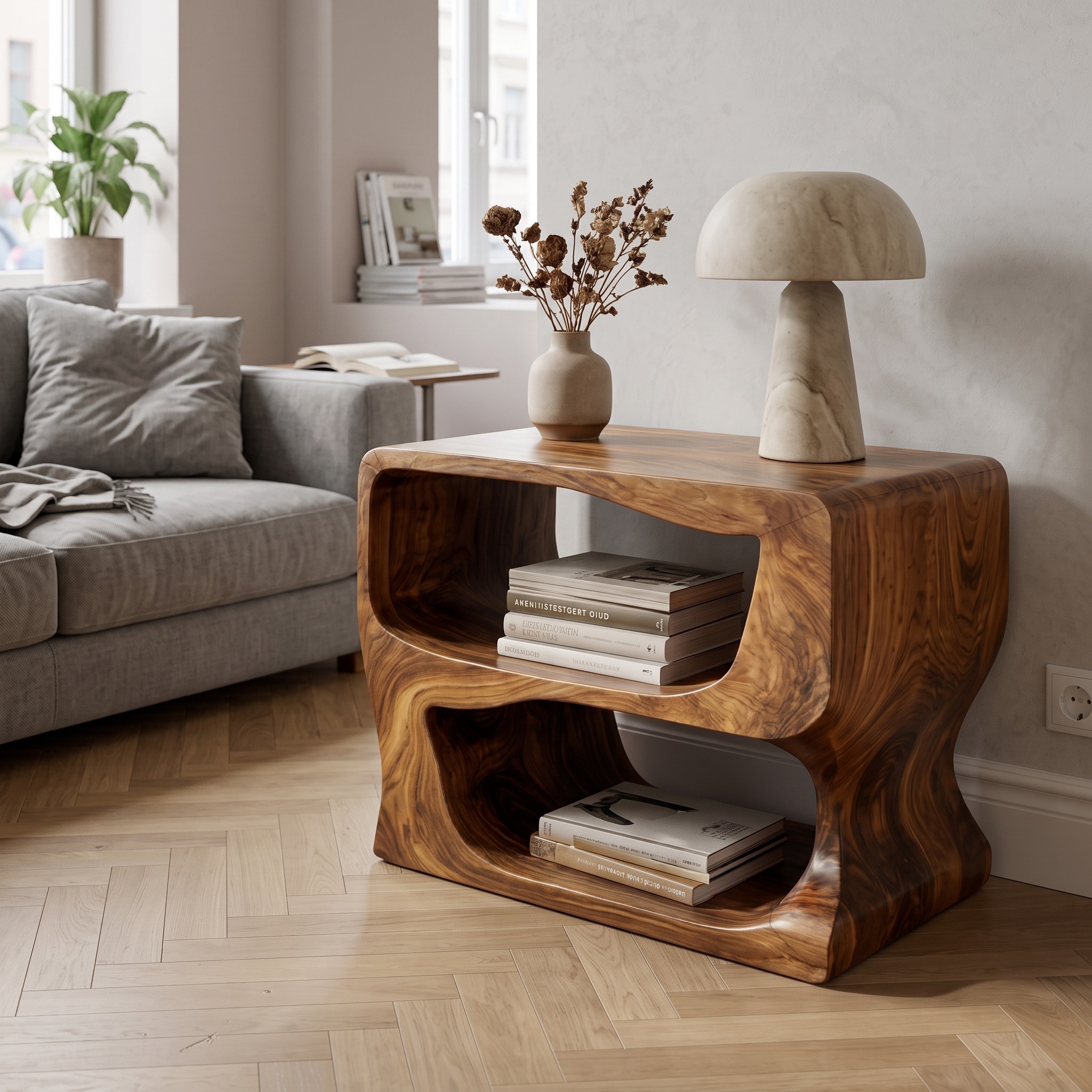 Organic Modern Wooden Nightstand for Bedroom