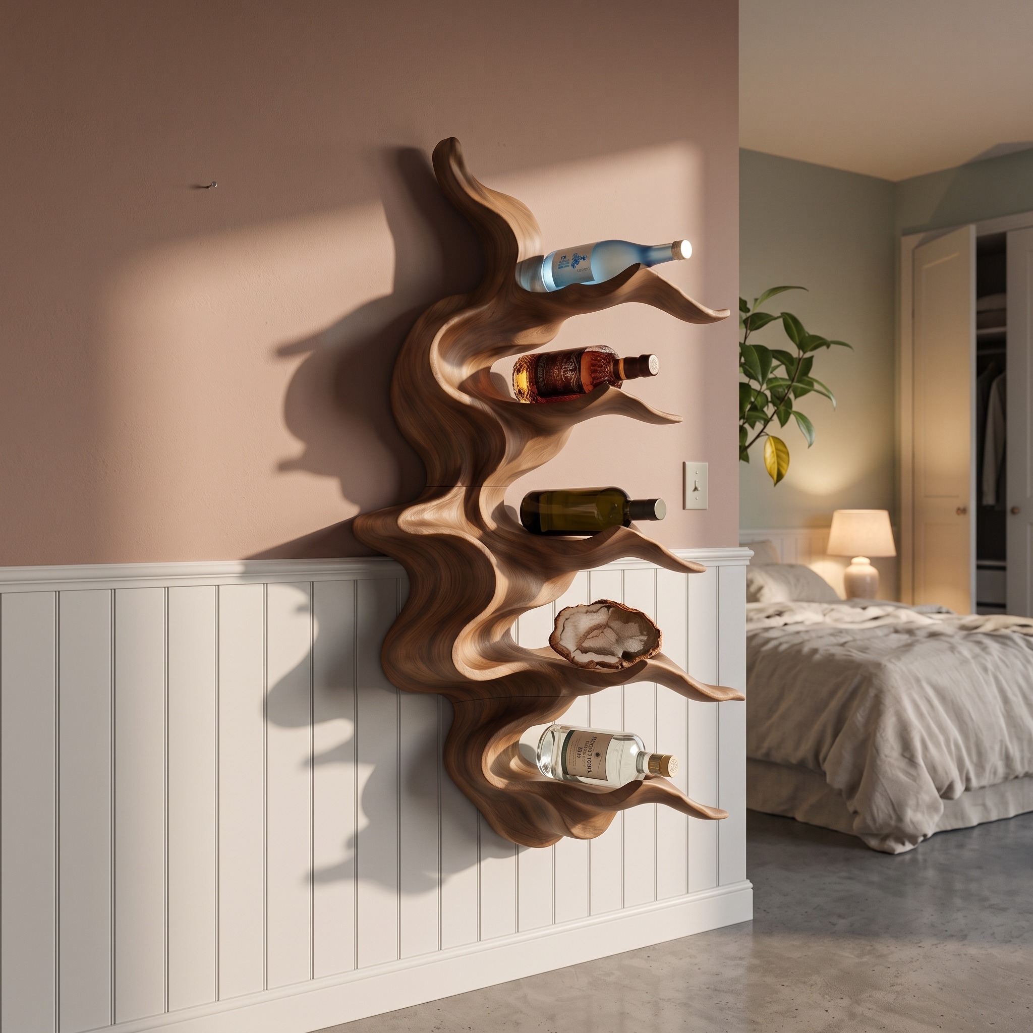 Organic Mountain Ridge Wine Rack for Home Bar