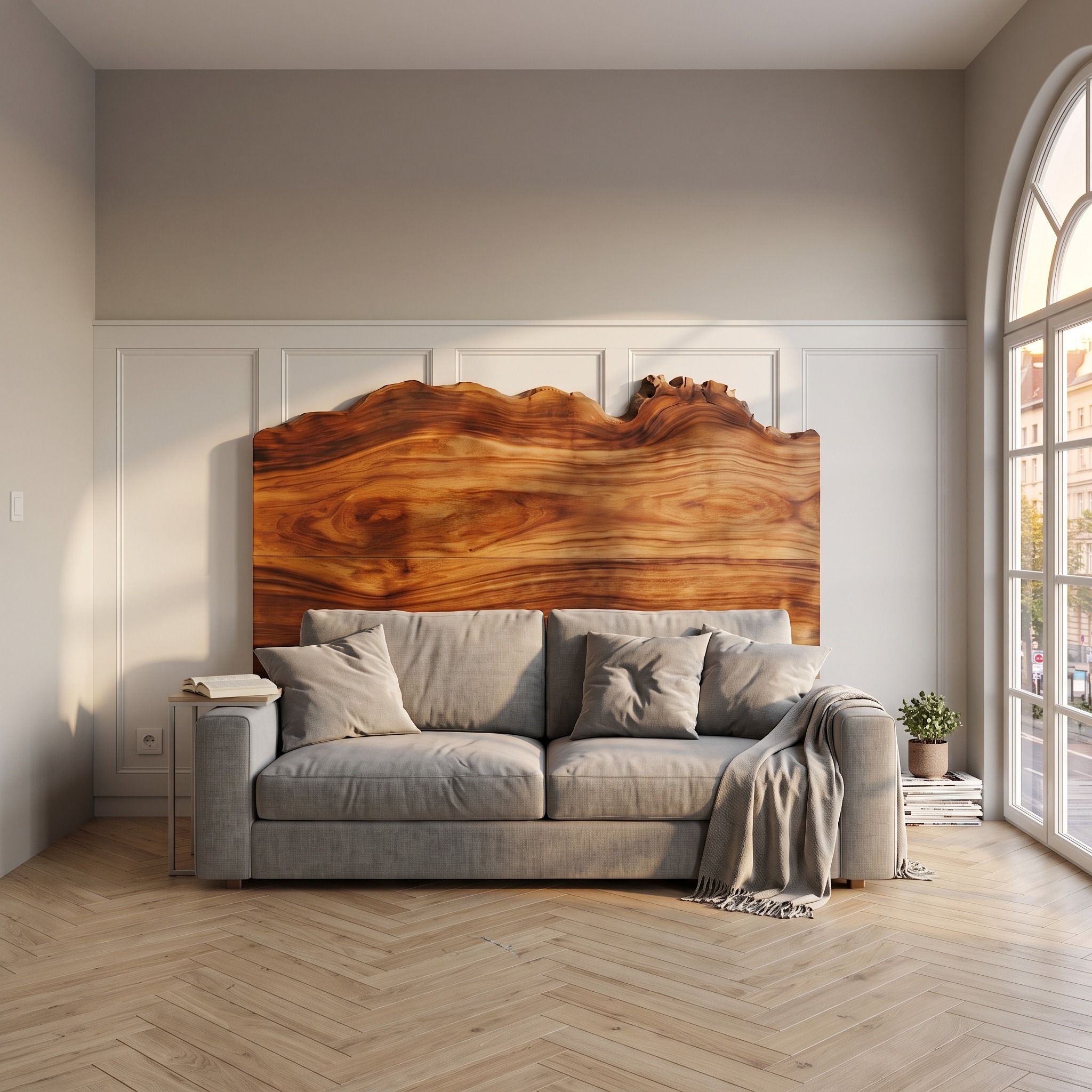 Organic Natural Edge Headboard Wooden Bed Headboard for Bedroom