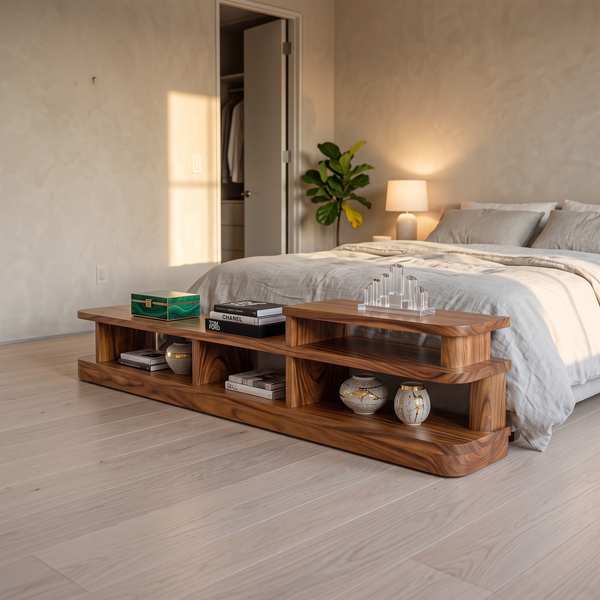 Organic Open Shelf Console for Modern Living Room