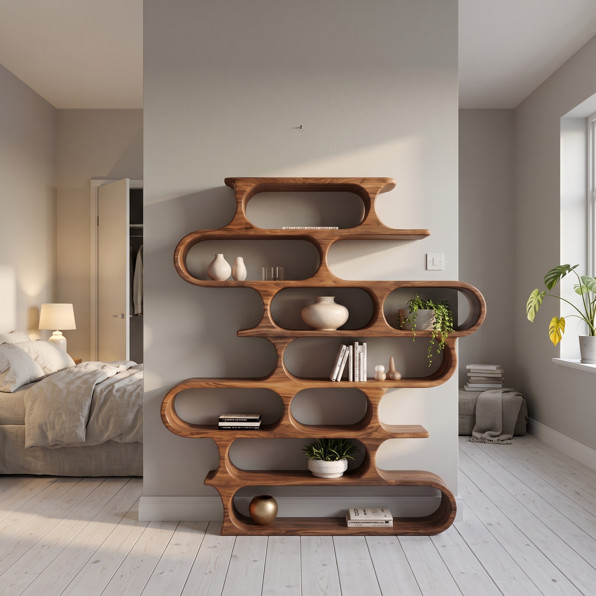Organic Oval Bookshelf for Living Room or Creative Studio