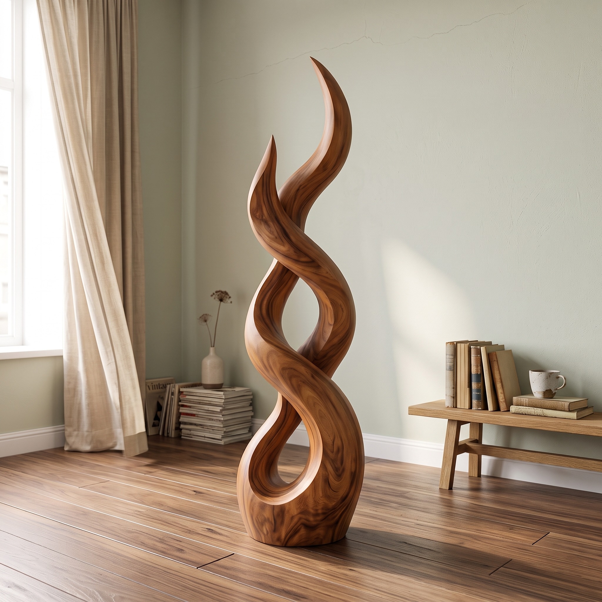 Organic Plume Abstract Sculpture Open Entryway Hallway