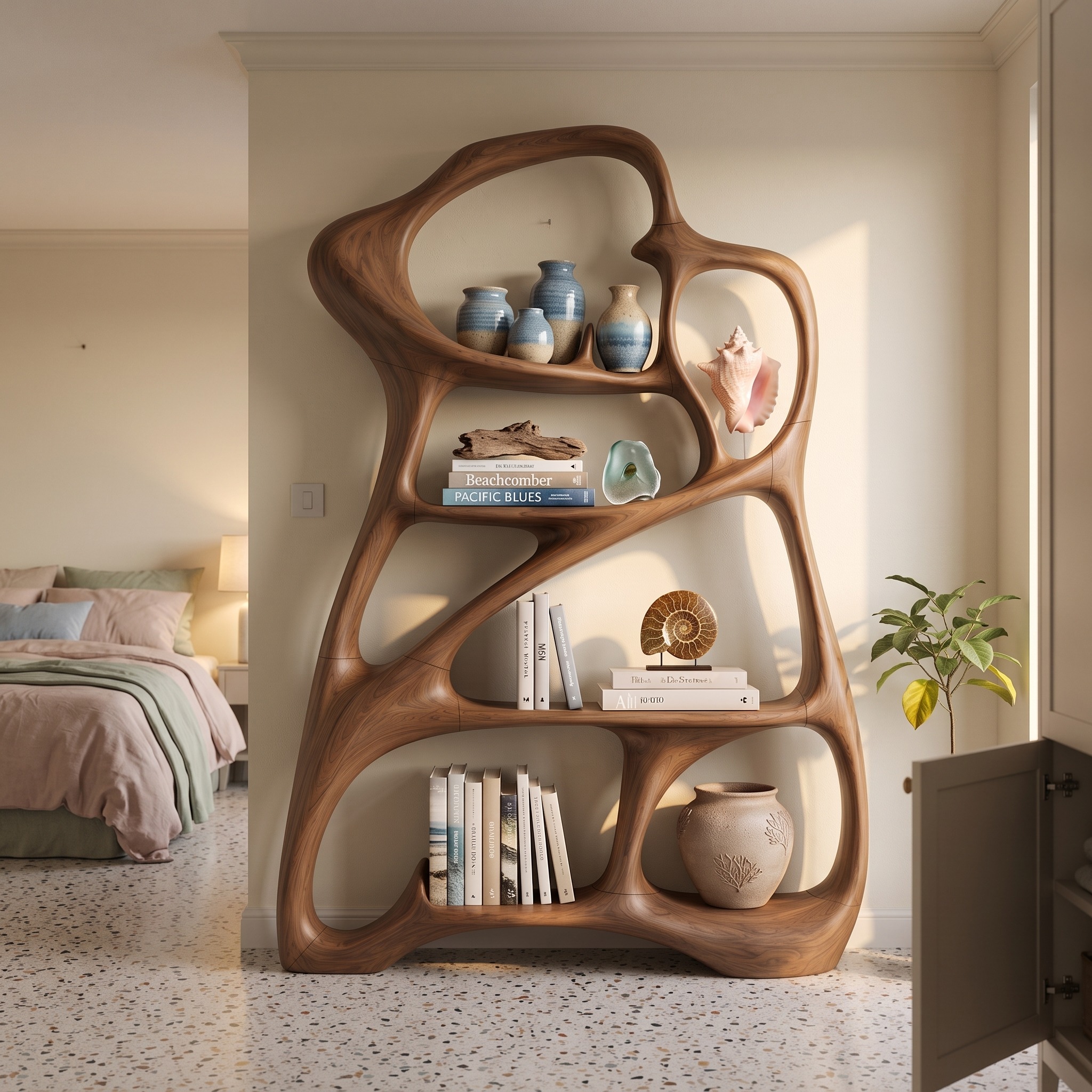Organic Reading Corner Bookcase for Contemporary Interior