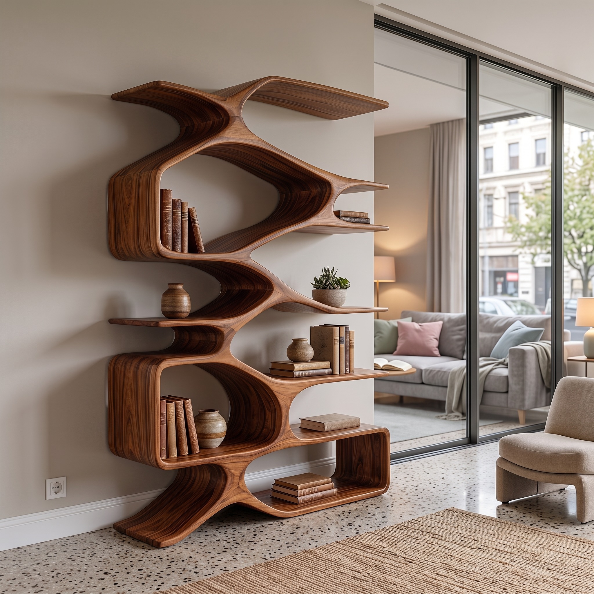 Organic Sculptural Bookshelf for Living Decor