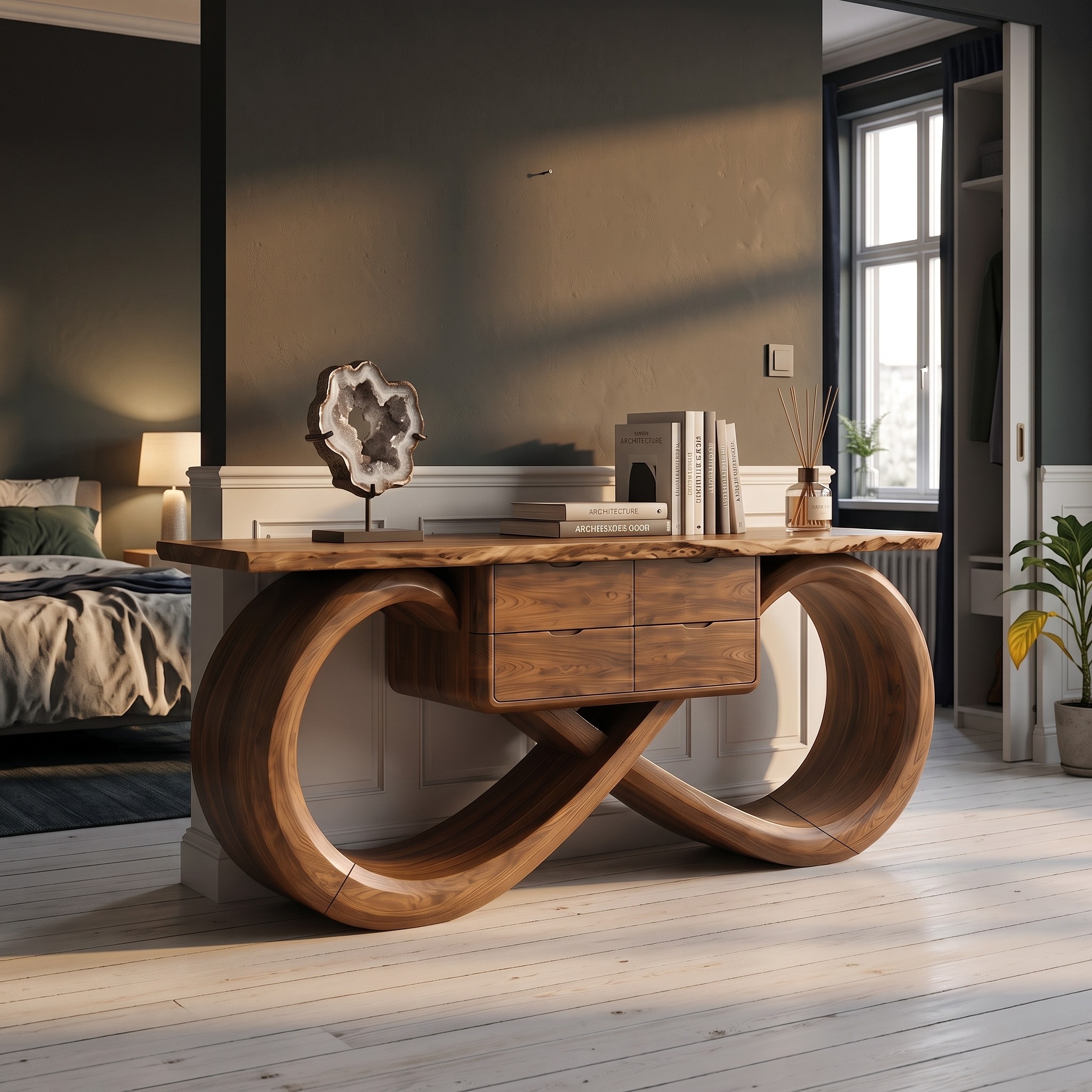 Organic Sculptural Console Table Contemporary Hallway