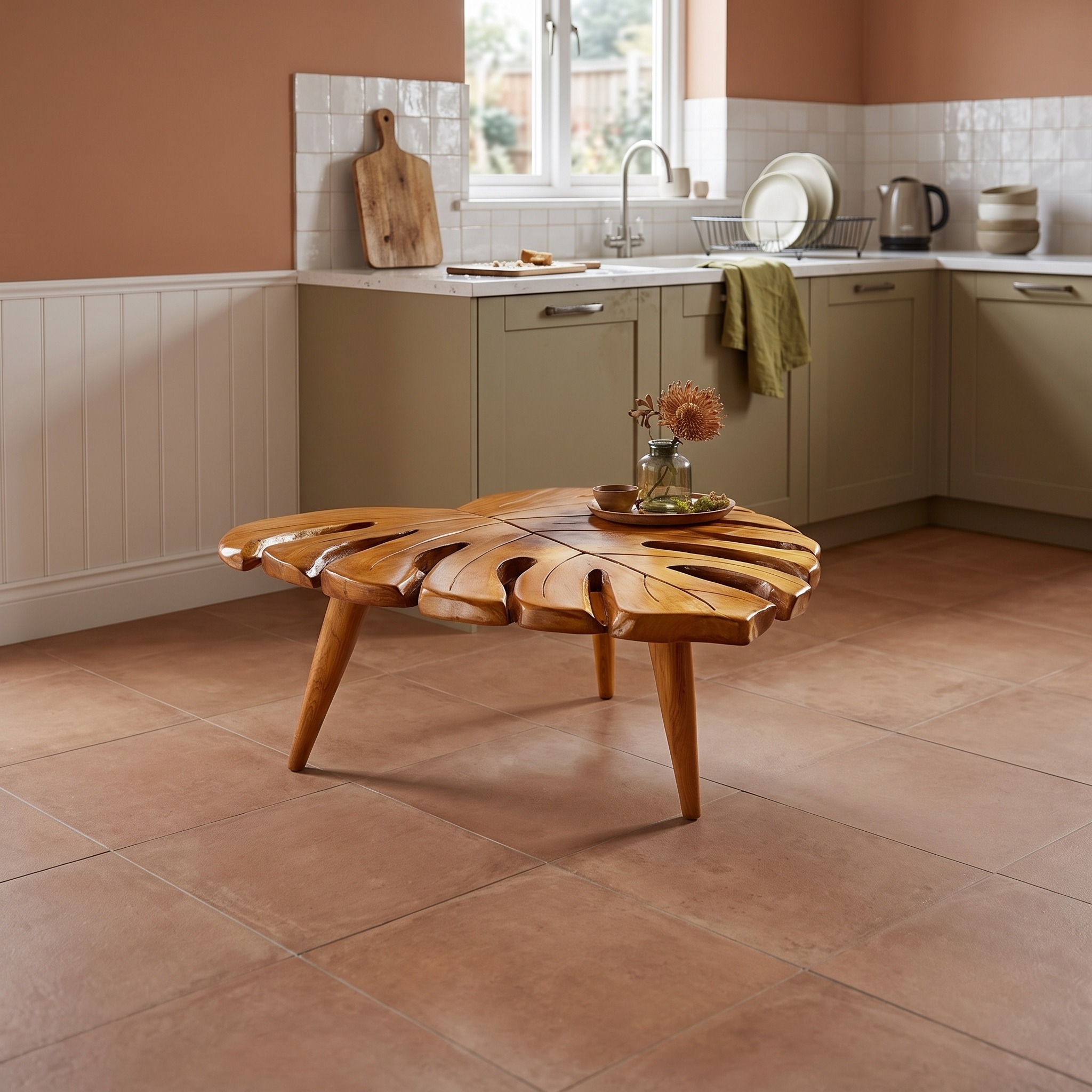 Organic Sculptural Leaf Coffee Table Living Room
