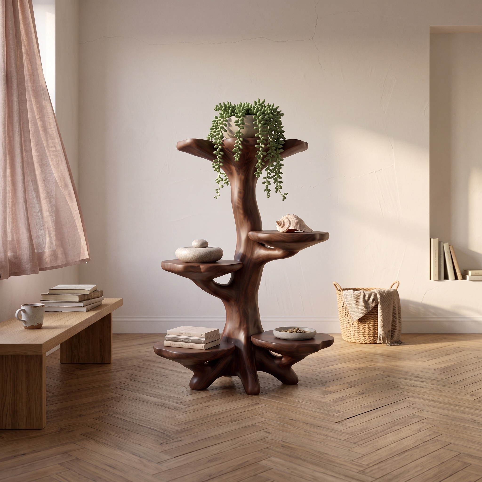 Organic Sculptural Tree Plant Stand Multi Tier Display for Patio Garden