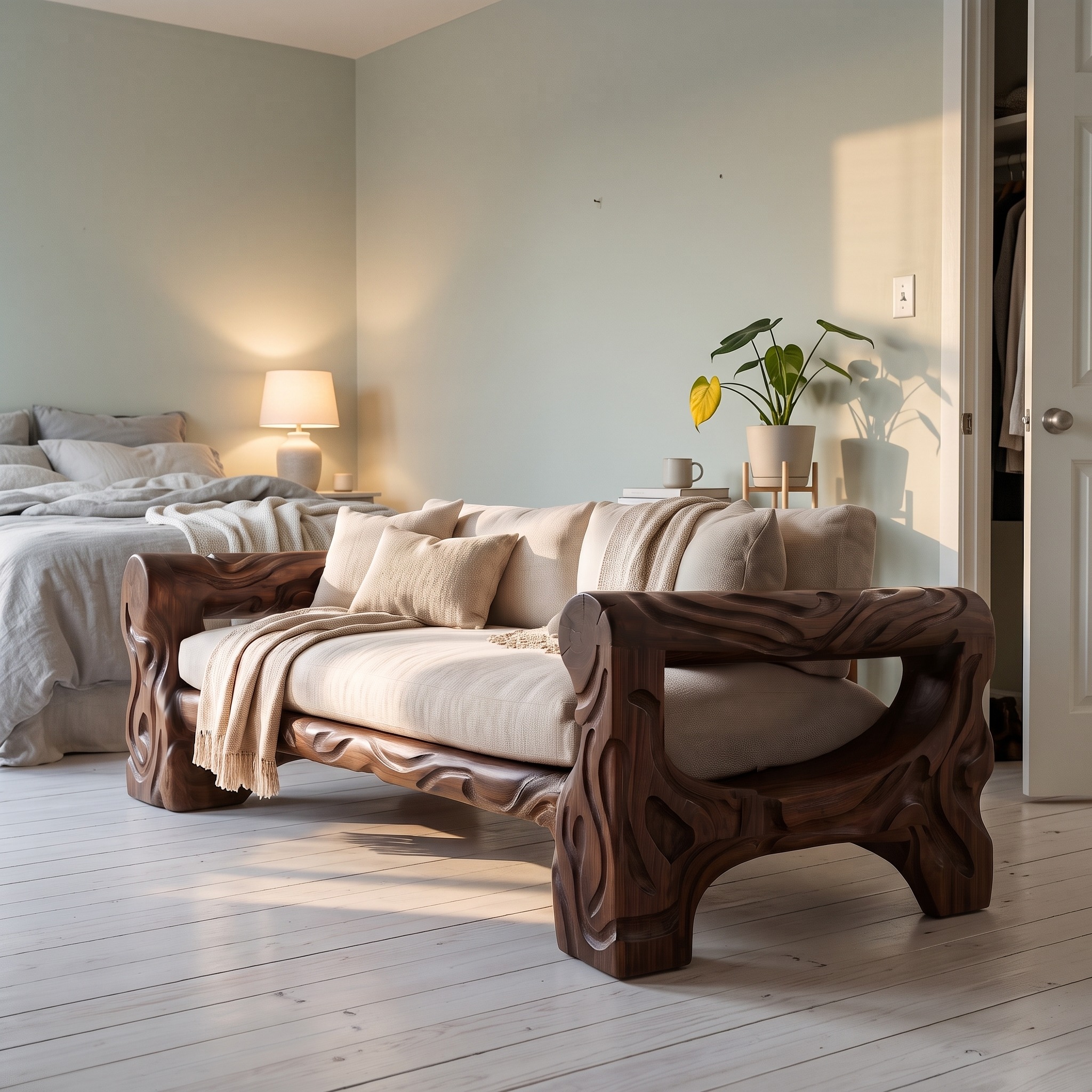 Organic Sofa Frame with Handcrafted Tree Form for Living Room