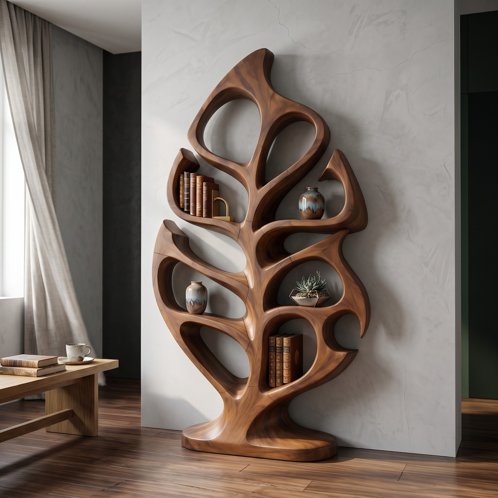 Organic Storage Bookshelf for Comfortable Reading Space