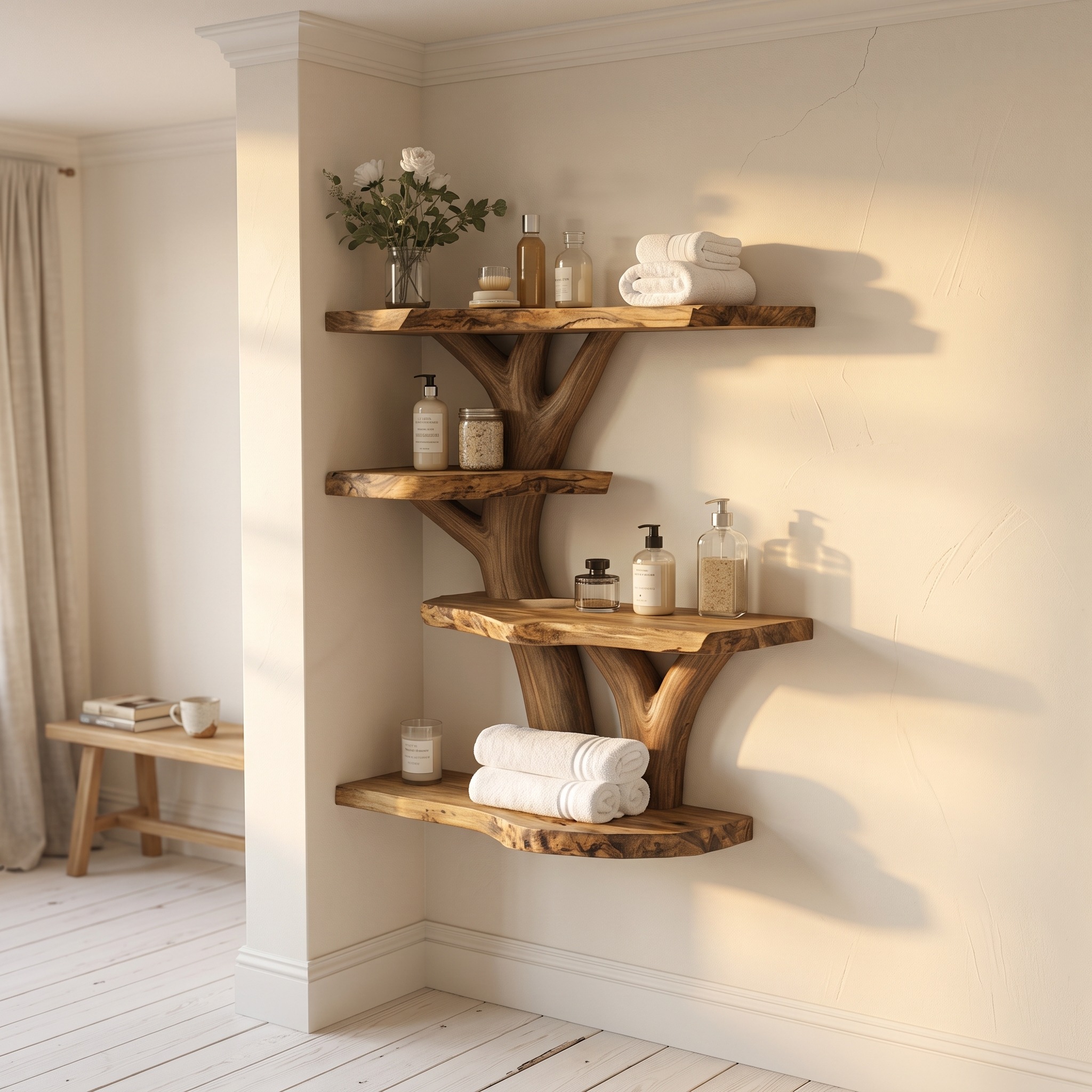 Organic Tree Bathroom Wall Shelf Bathroom Interior Storage Display