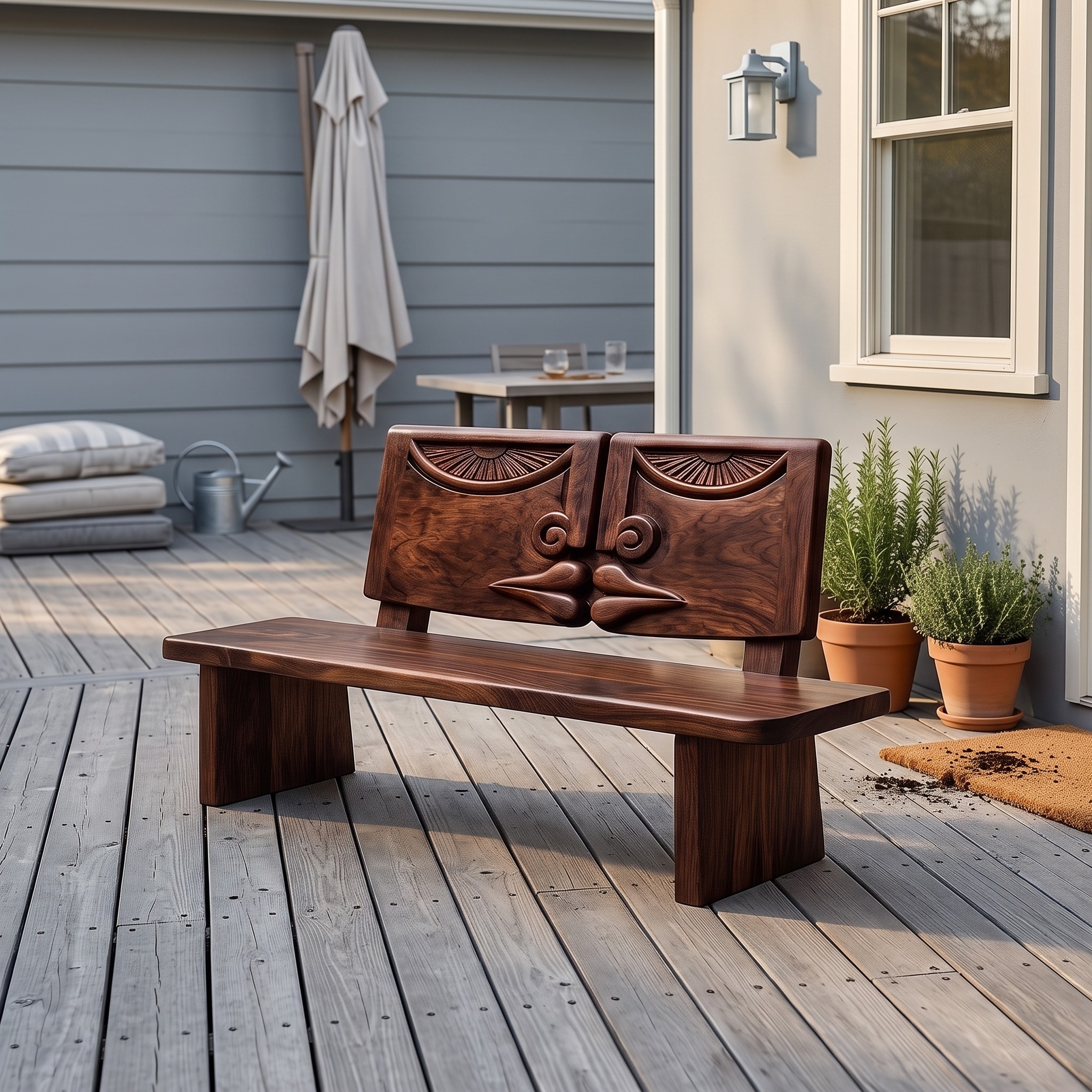 Organic Tree Branch Bench Solid Wood Garden Bench for Outdoor