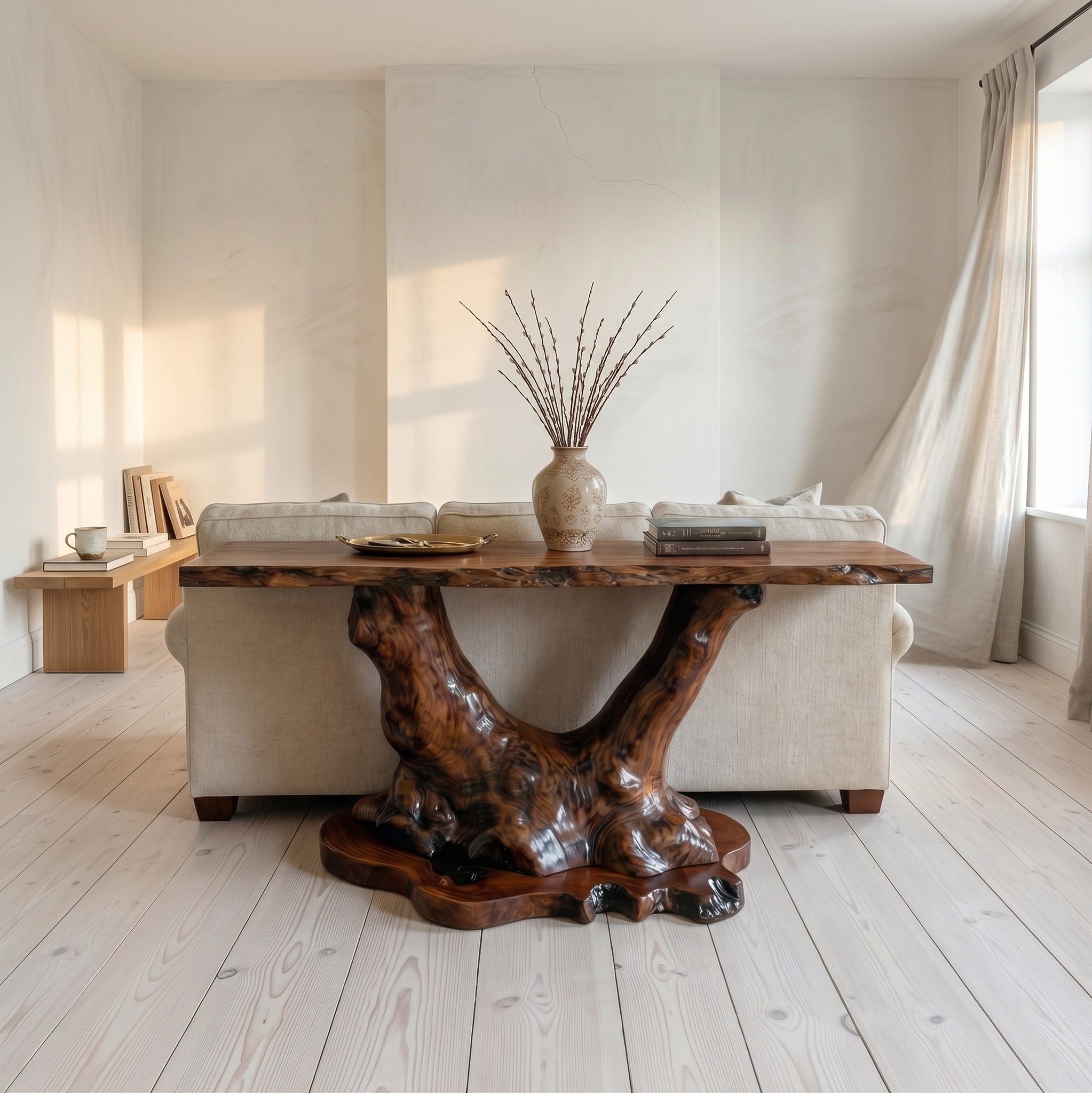Organic Tree Root Style Console Table Solid Wood Living Room