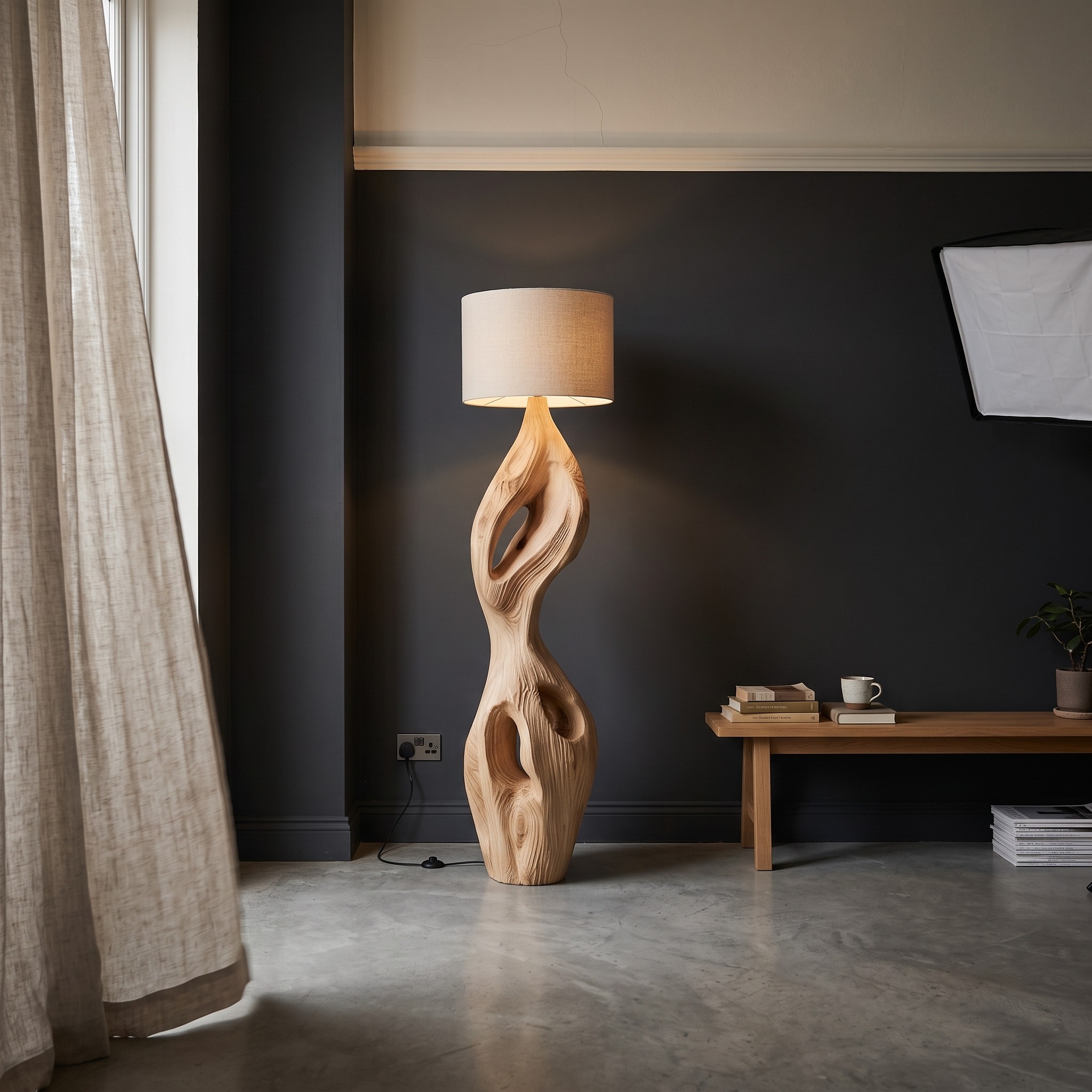 Organic Twisted Floor Lamp Sculptural Double Curve Design Living Room and Bedroom
