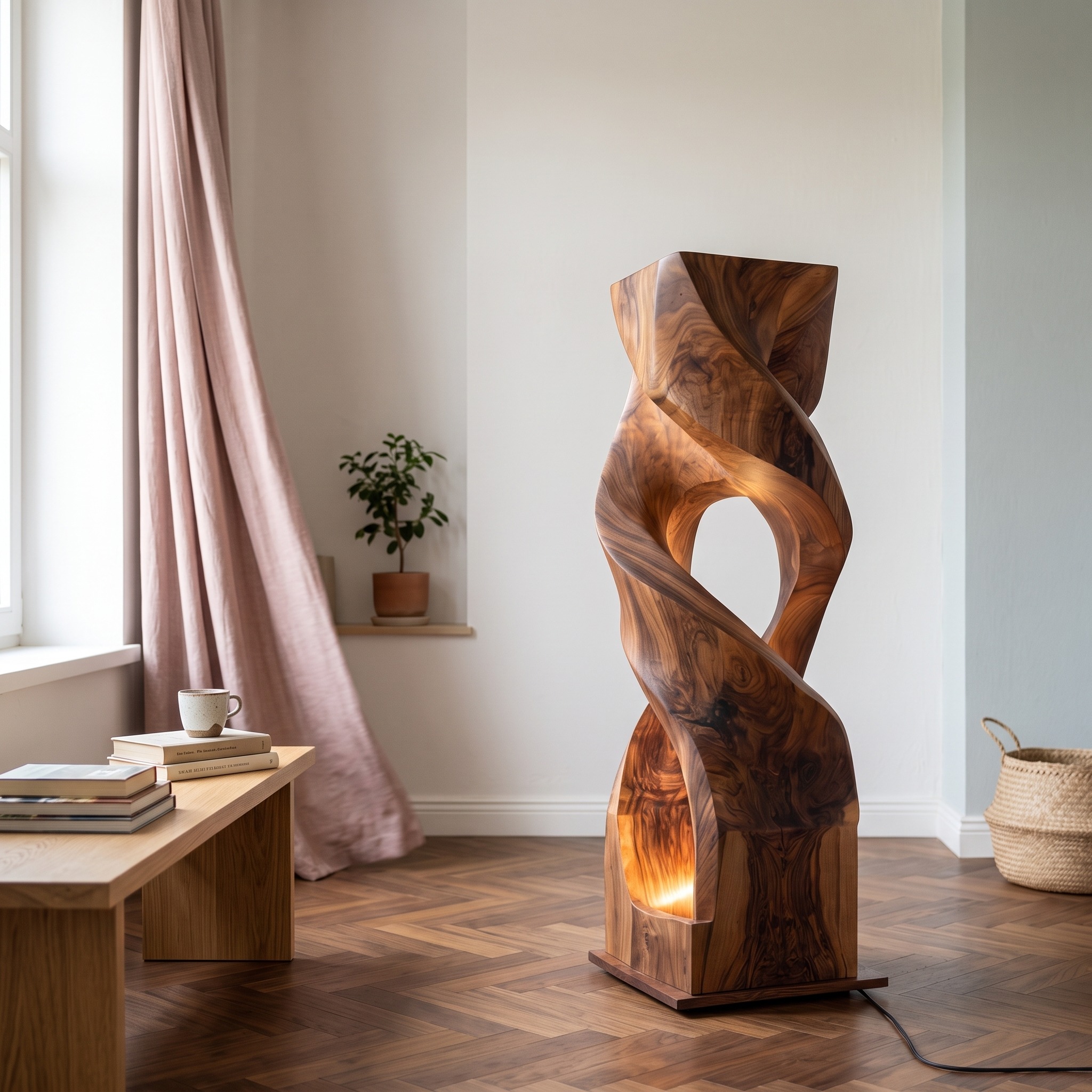 Organic Twisted Sculptural Floor Lamp for Home Decor