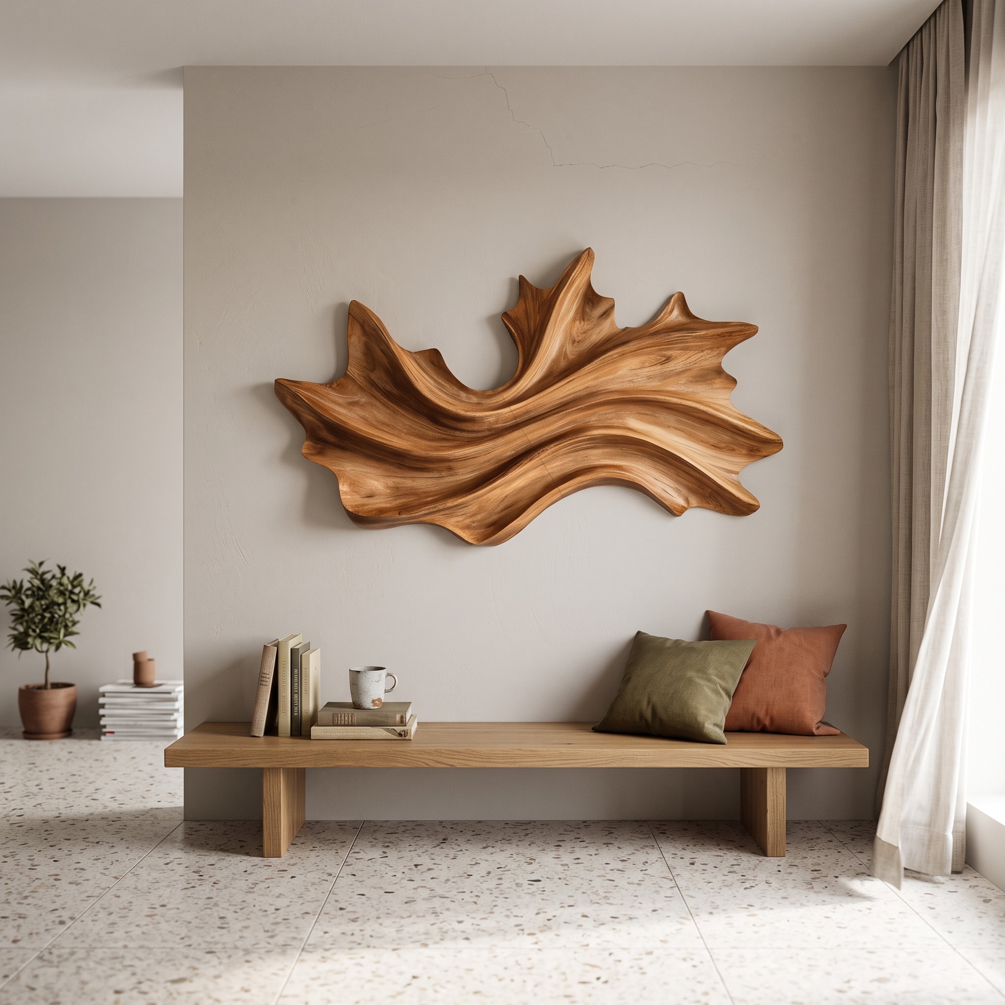 Organic Wall Art with Flowing Wave Design for Entryway